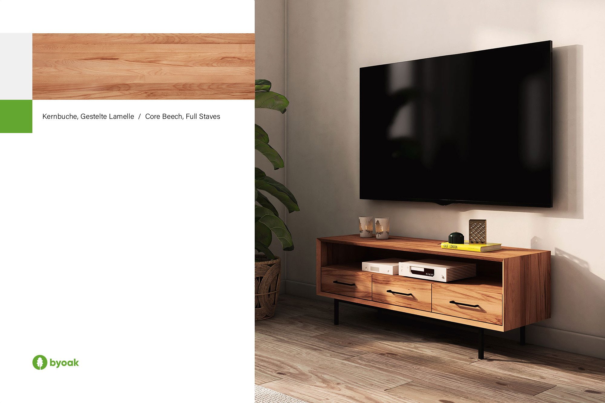 byoak TV-Schrank ABIES aus Massivholz, Naturgeölt