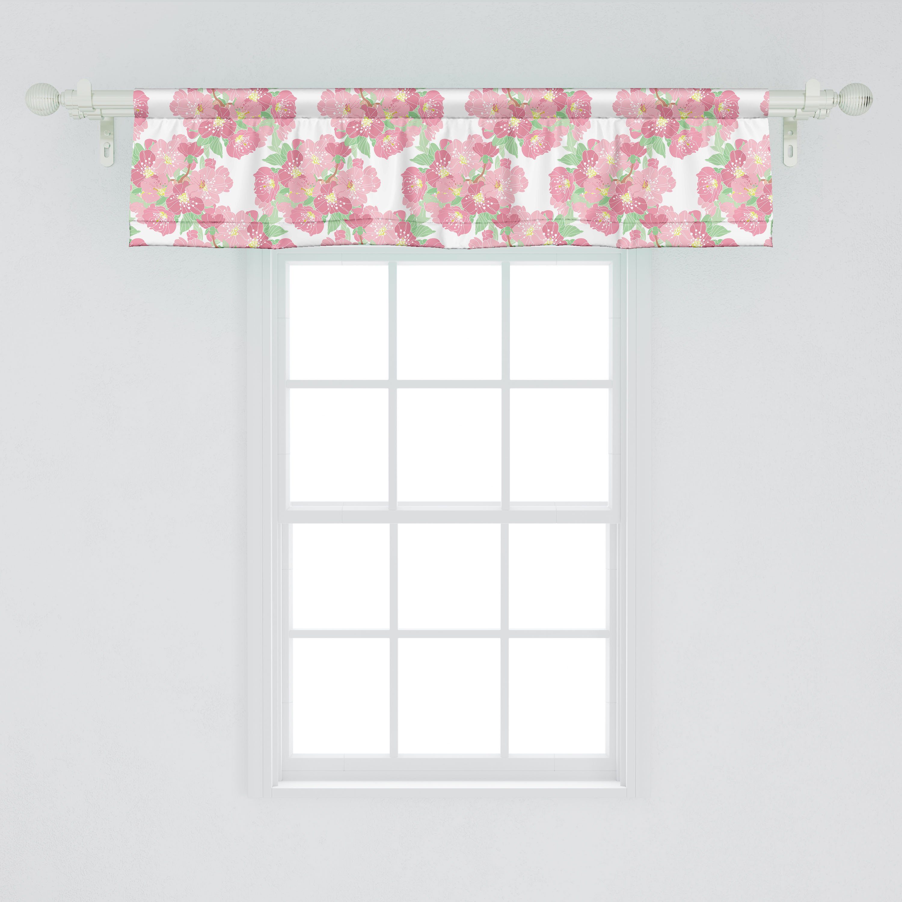 Küche Volant Stangentasche, Vorhang Microfaser, Dekor Scheibengardine Kirschblüte Bloom symbolische mit für Schlafzimmer Abakuhaus,