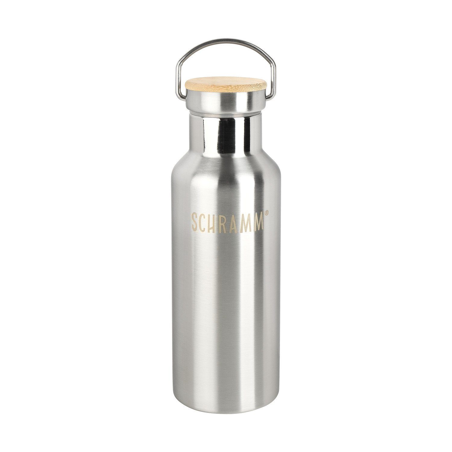 Thermoflasche Schramm® Thermosflasche Edelstahl Trinkflasche wählbar 500, 750 oder 1000ml Isolierflasche doppelwandig Thermoflasche 100% BPA-frei Schraubverschluss silber heiß und kalt