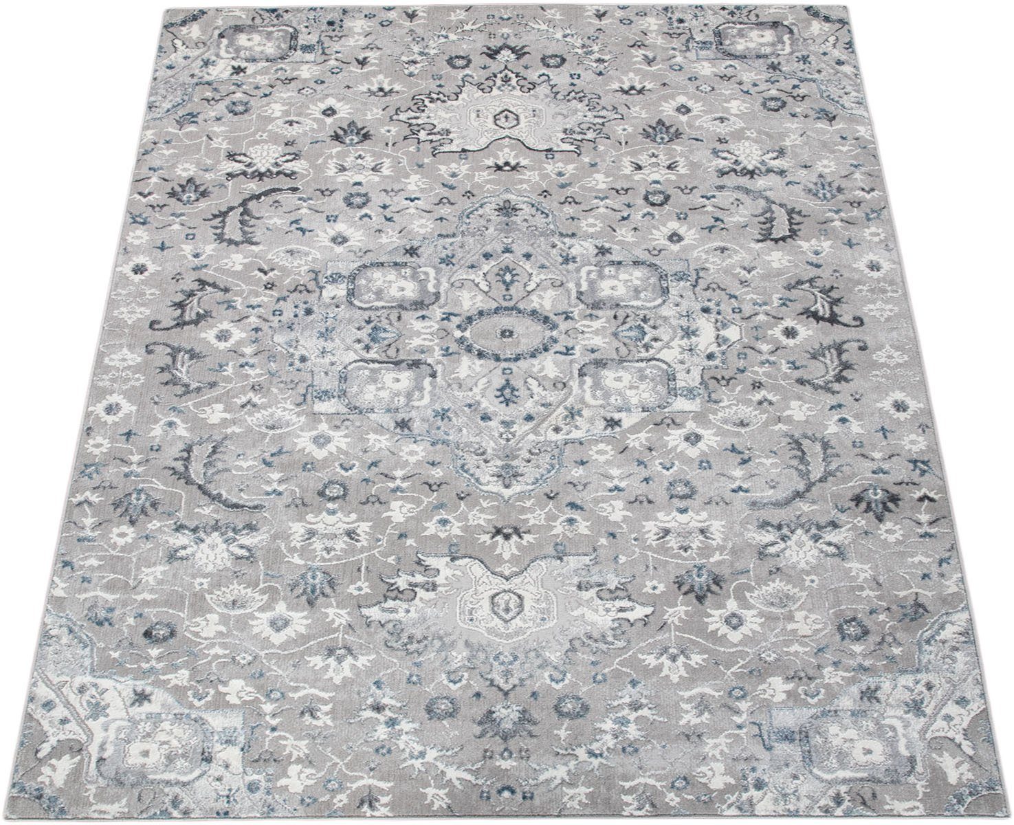 Paco Home Teppich Neferu 978, rechteckig, Höhe: 13 mm, Kurzflor, Orient Optik, 3D-Design, ideal im Wohnzimmer & Schlafzimmer