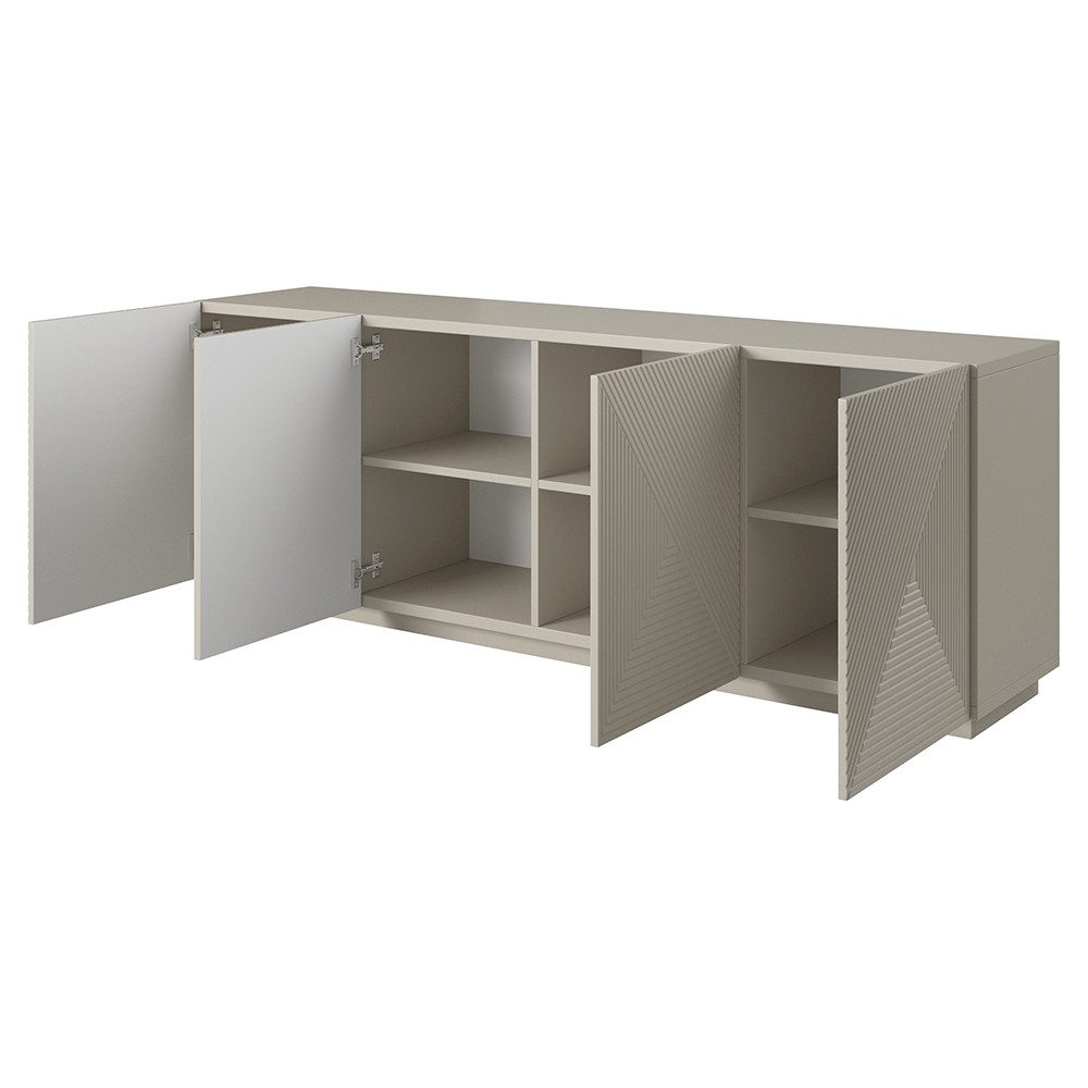Lomadox Sideboard ADARE-141, 200 cm breit, kaschmir mit gerillter Front