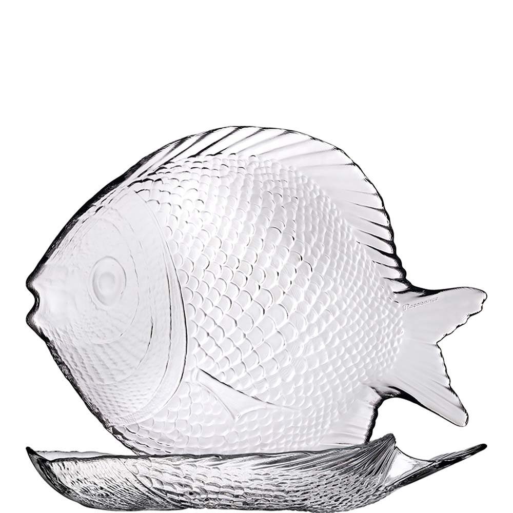 Pasabahce Servierplatte Marine, Glas gehärtet, Fisch transparent gehärtet Snackplatte Glas 1 Stück