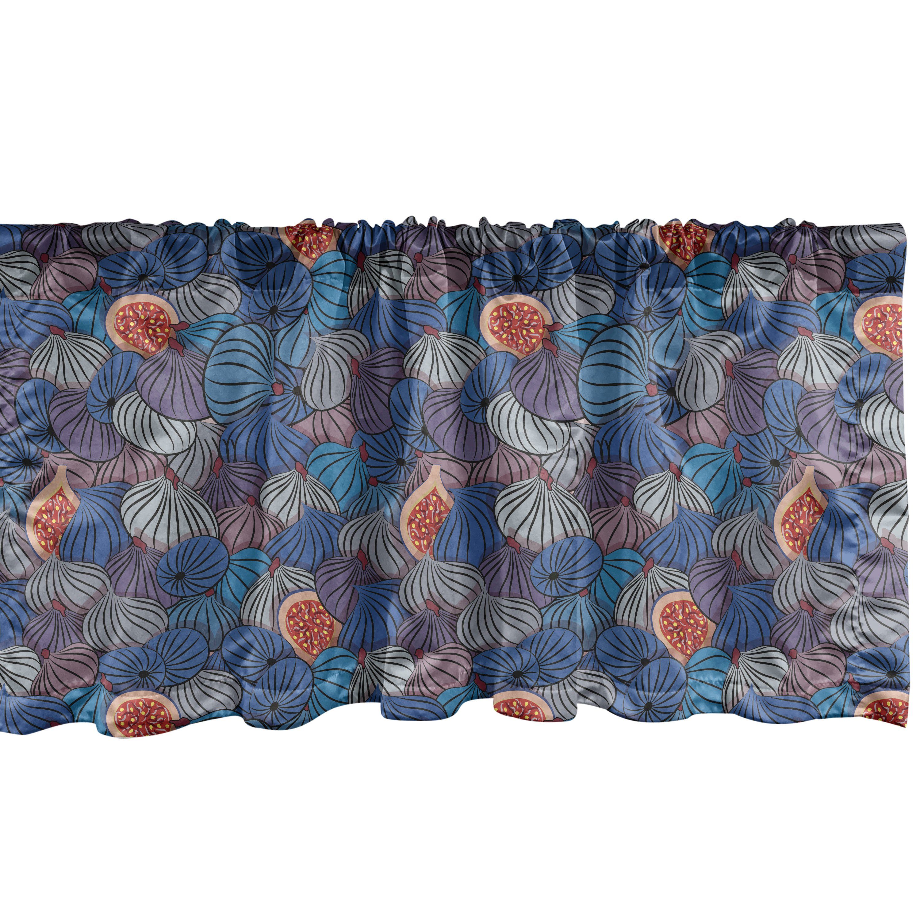 Fig Dekor Microfaser, mit Volant Scheibengardine Schlafzimmer Obst Frucht-Muster-Frühling Vorhang für Stangentasche, Küche Abakuhaus,