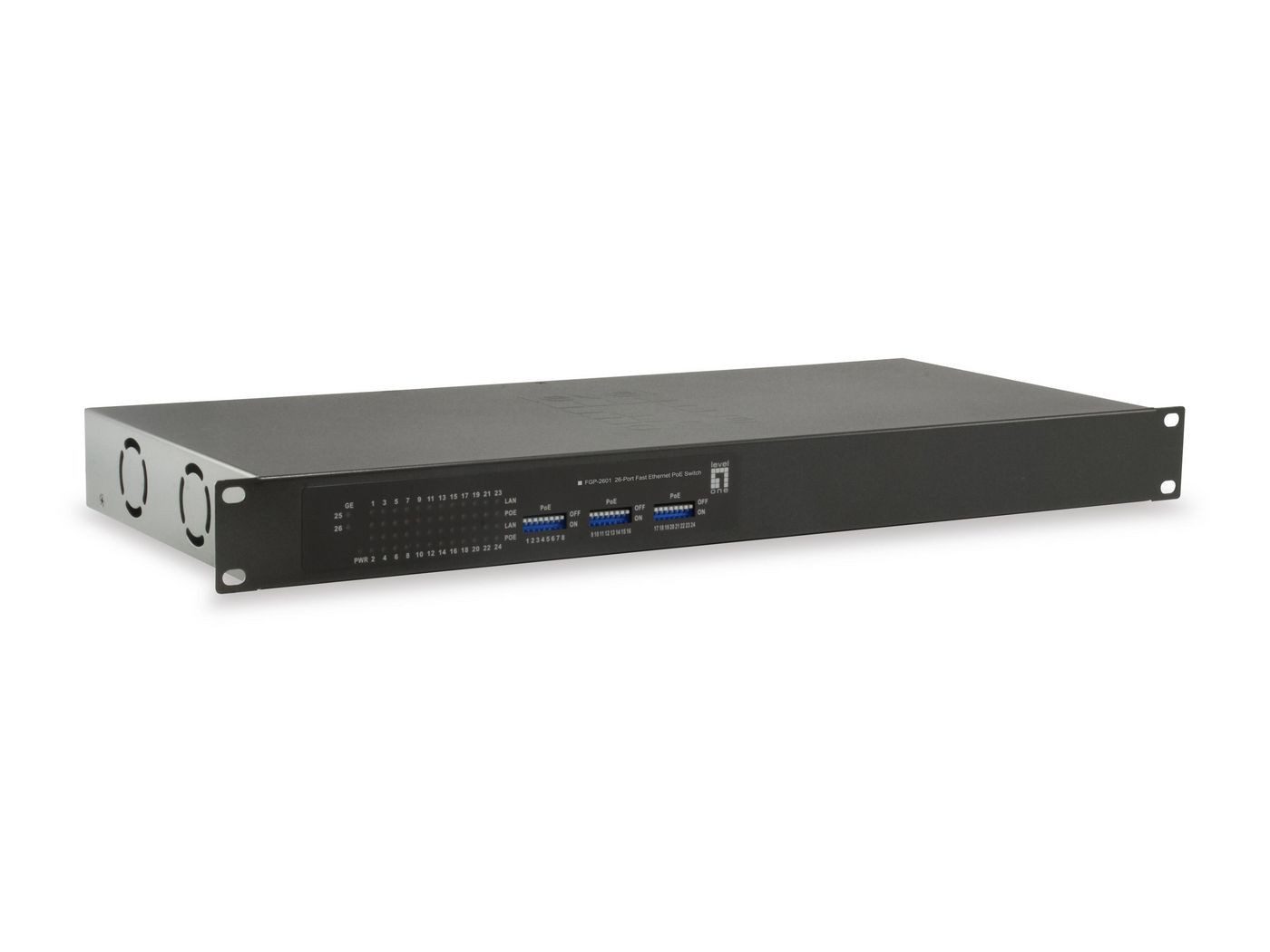 LEVEL ONE LEVELONE Switch 24x FE FGP-2601 2xGE 19"" 150W 24xPoE Netzwerk-Switch