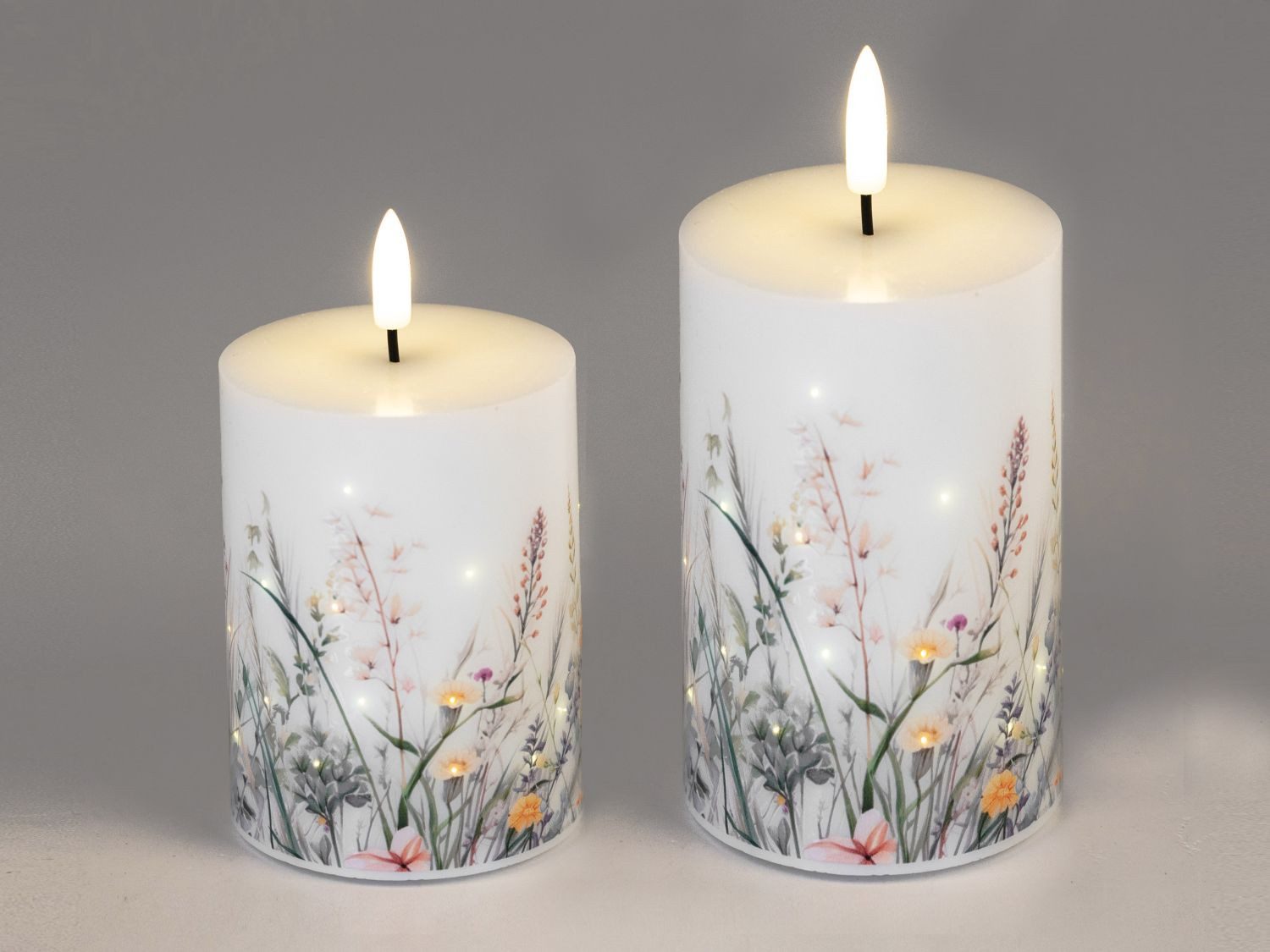 formano LED-Kerze Wiesenblumen, mit Timerfunktion, Weiß, Wiesenblumen, H: 12.5cm
