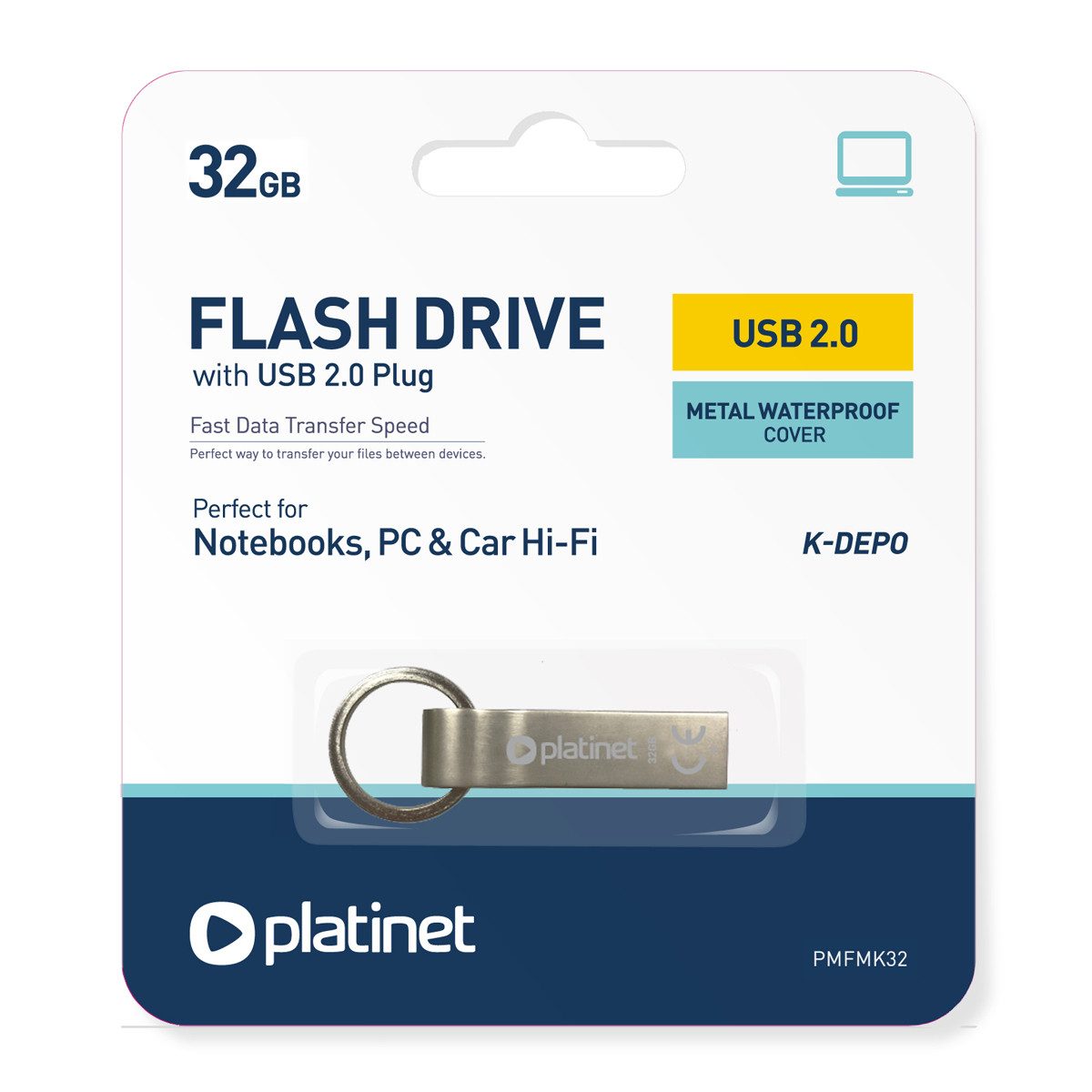 Platinet PMFMK32 USB-Stick (USB USB 2.0, 32 GB, USB 2.0, Micro-UDP und wasserdichtes Metallgehäuse)