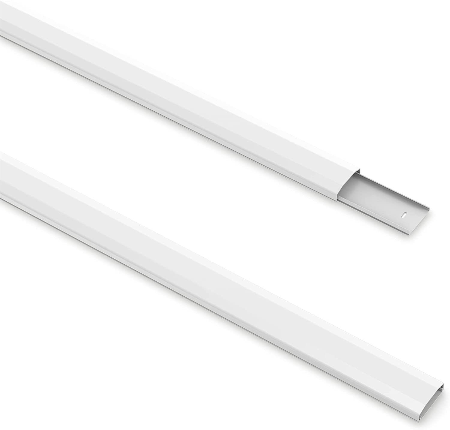PureMounts Kabelkanal mit Klebeband + Schrauben/Dübel, aus Kunststoff, Länge: 100cm, Breite 6cm, Farbe: weiß