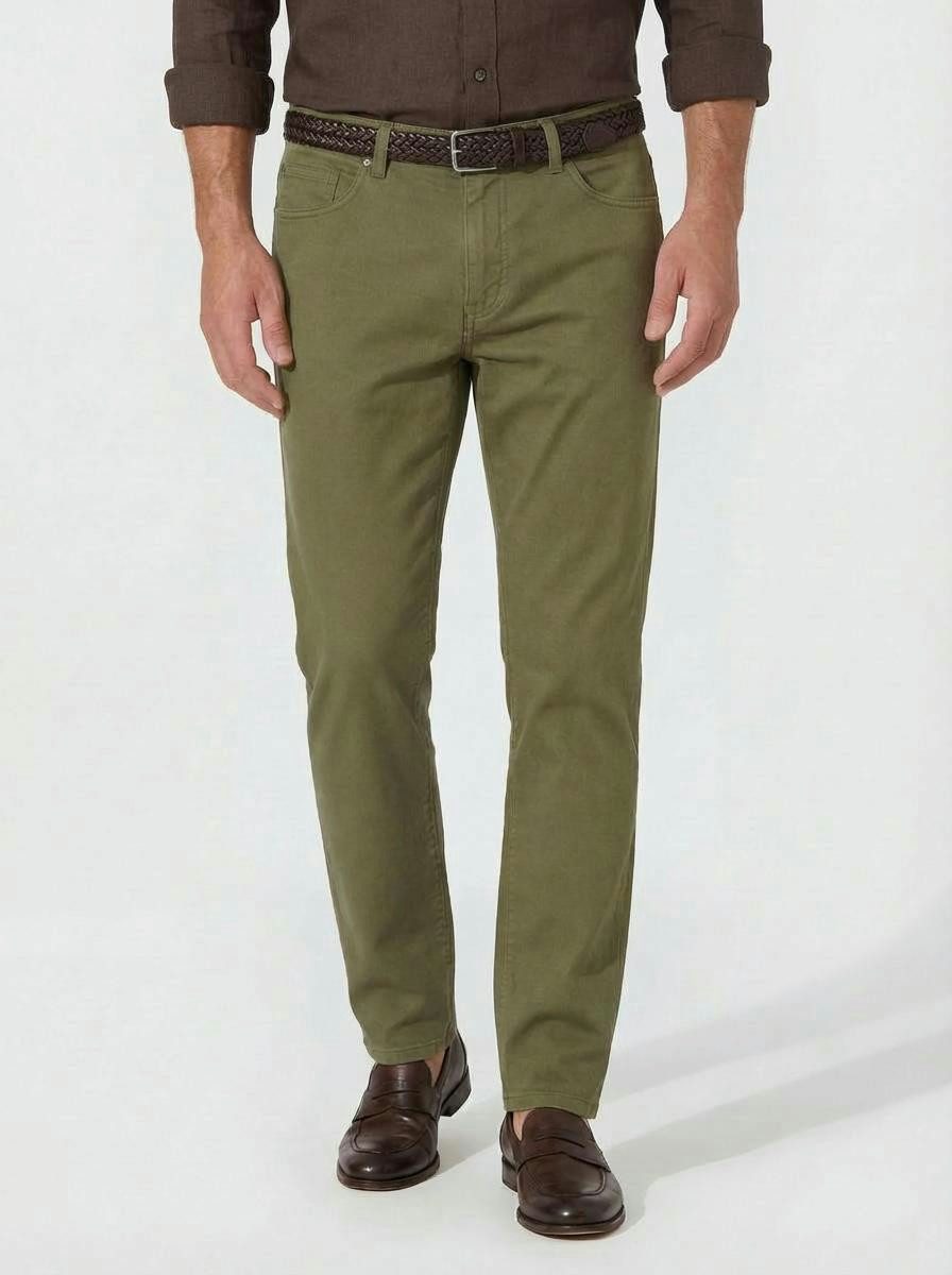 Hiltl 5-Pocket-Hose Dude - Casual Gabardine, Regular-Fit, Baumwolle-oliv-36/34