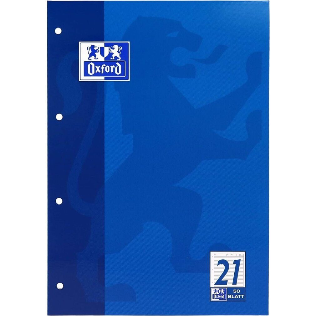 OXFORD Notizblock 50 Arbeitsblock DIN A4 liniert Lineatur 21