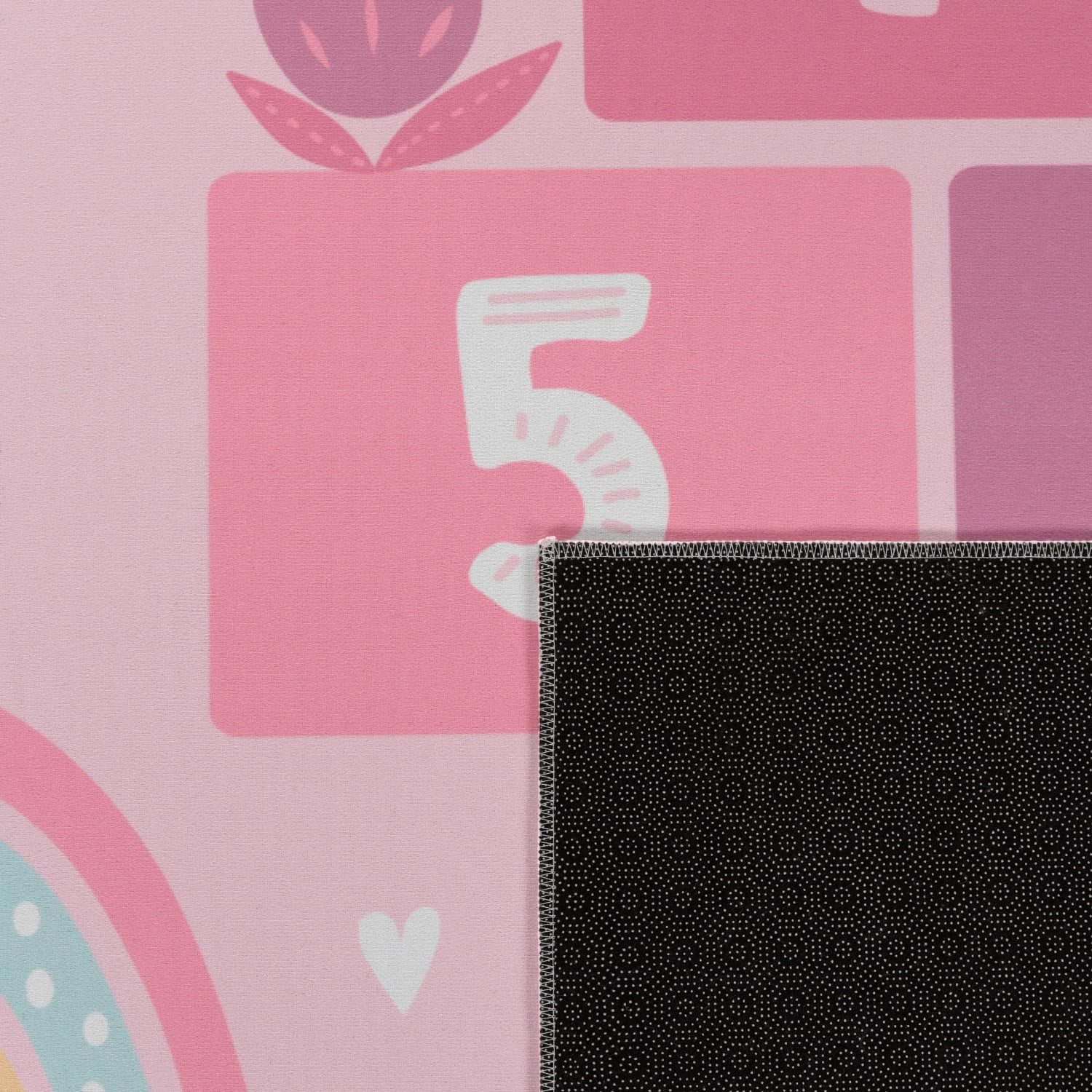 KADIMA DESIGN Kinderteppich waschmaschinenwaschbar Prinzessinnen‑Hüpfkästchen‑Muster Kinderteppich, Rechteckig, Höhe: 4 mm, 100% Polyester, Rücken aus Felt + Do – Bild 5 von 5
