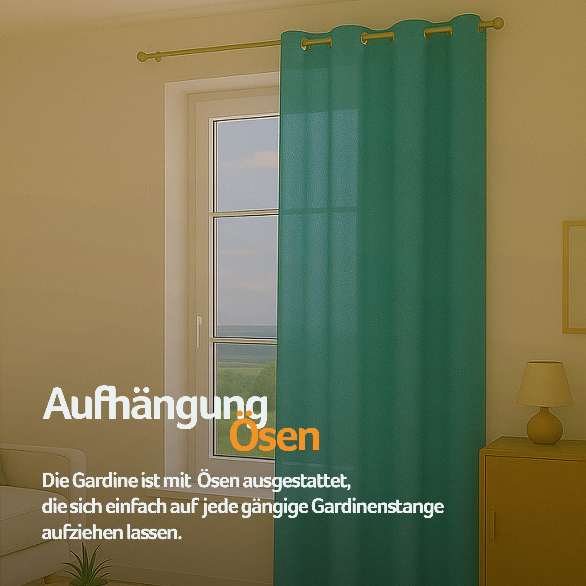 Bestlivings Vorhang „Ellen“ mit Ösen (1 St), Ösen, blickdicht, einfarbig, waschbar bei 30°C, bügelleicht, strapazierfähig, formstabil