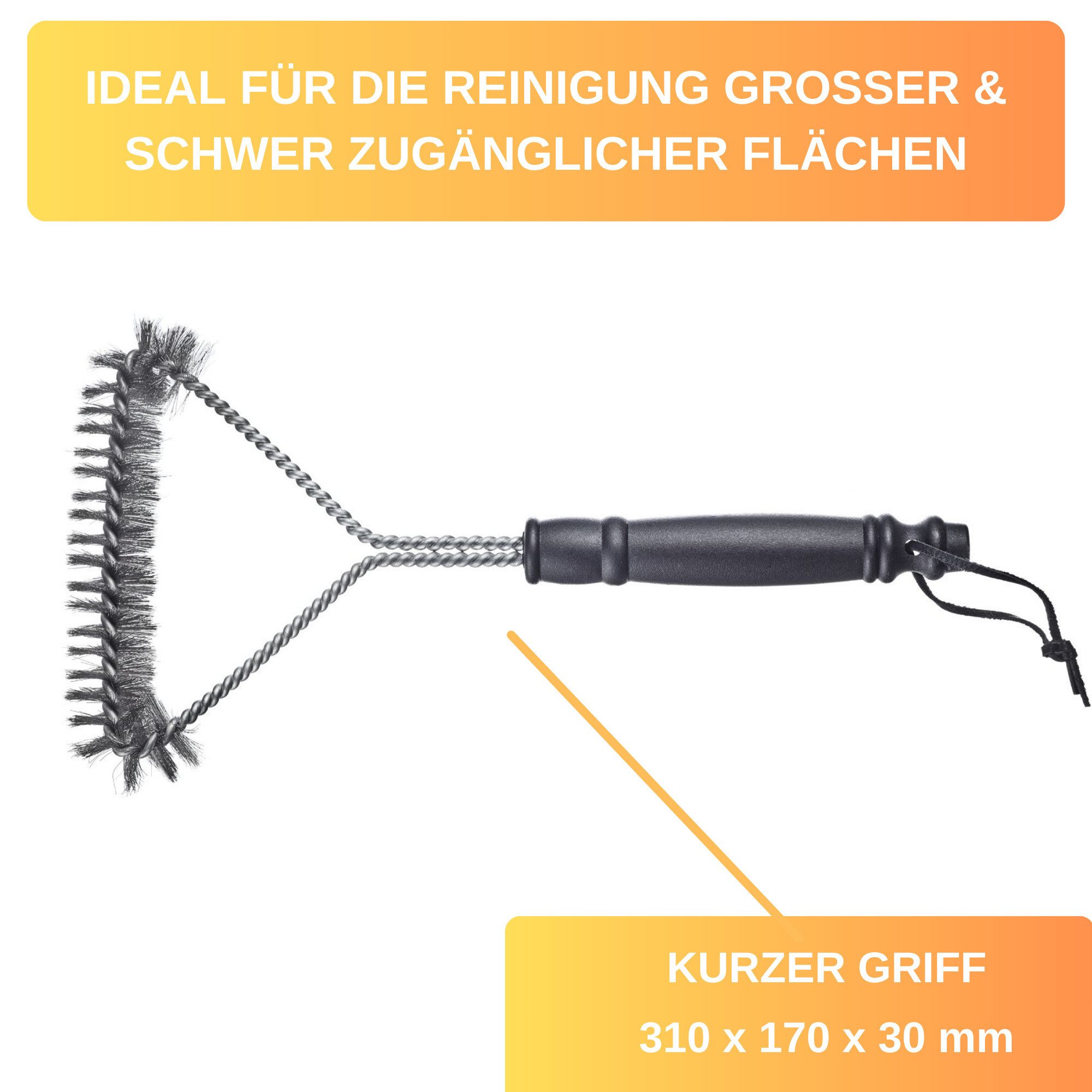 Thiru Grillbürste mit stabilen Edelststahlborsten, (1-tlg), Ergonomischer Griff, inklusive Bändchen zum Aufhängen