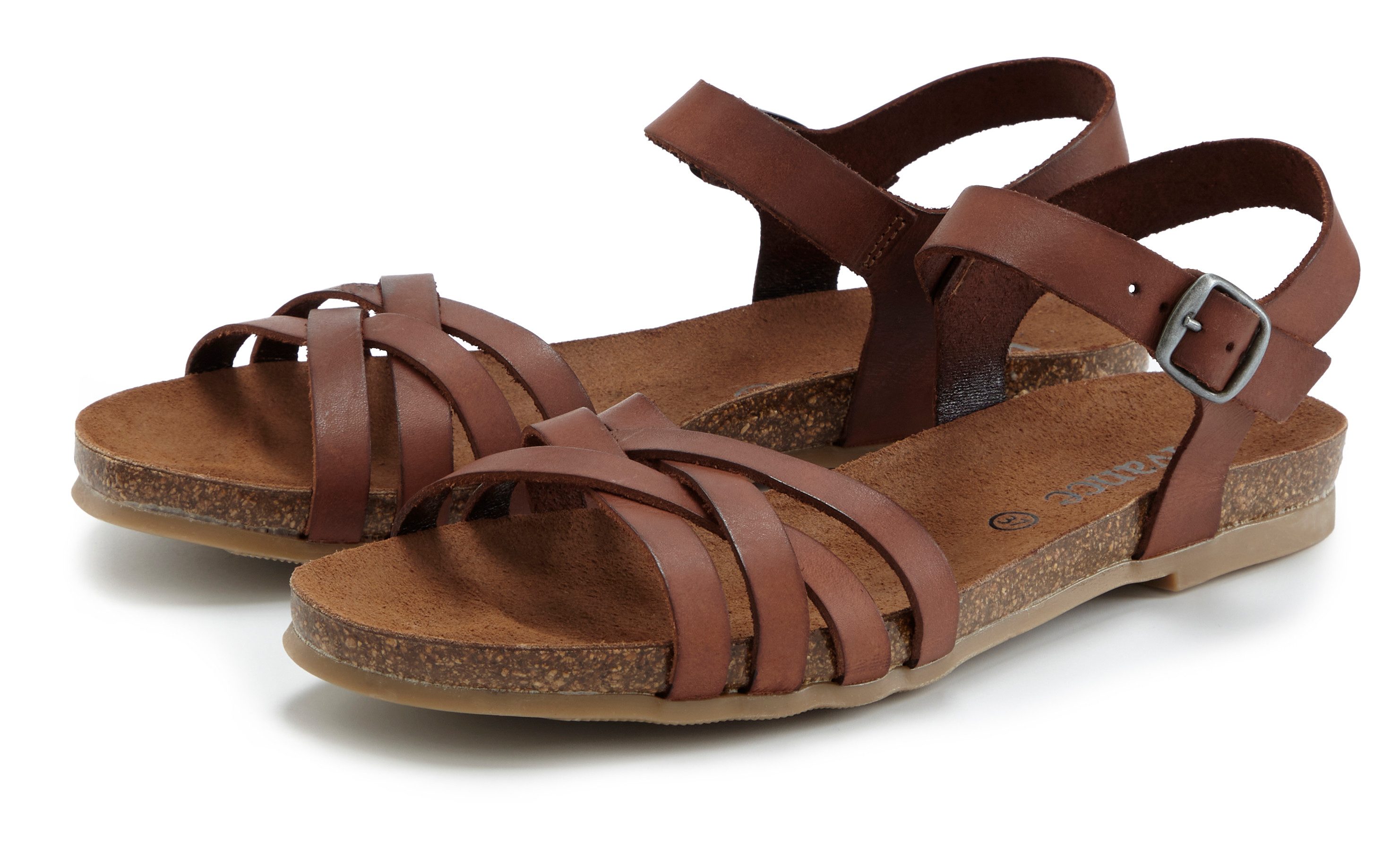 LASCANA Sandalette, Sommerschuh Sandale aus Leder mit komfortablem Korkfußb günstig online kaufen