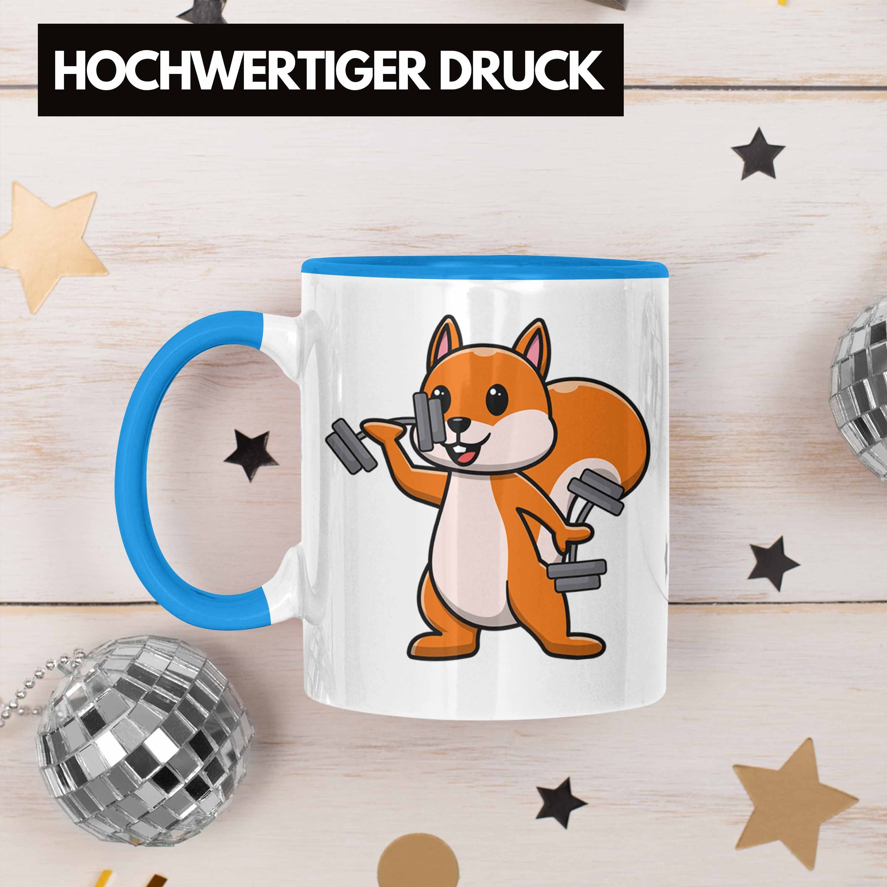 Trendation Tasse Trendation - Gym Lustig Blau Tasse Geschenkidee Tasse Geschenk Grafik Lustige Liebhaber Eichhörnchen für Eichhörnchen