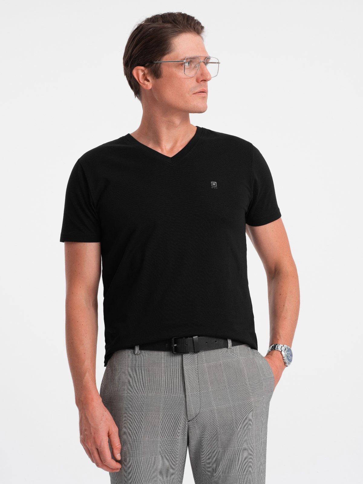 T-Shirt Herren V-NECK-T-Shirt mit Elastan