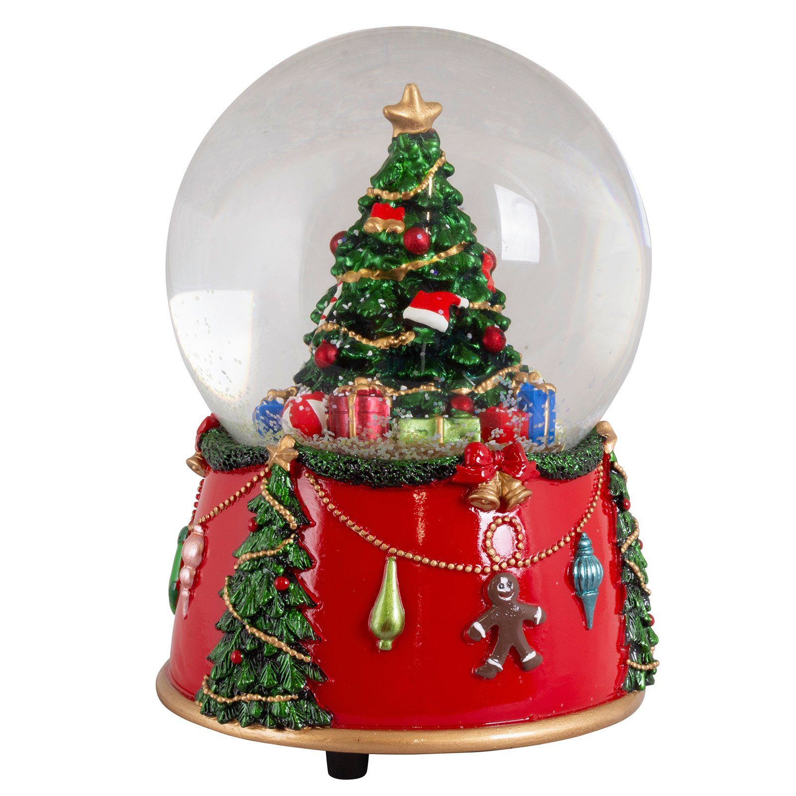Christmas Paradise Schneekugel mit Spieluhr 14cm, Motiv Weihnachtsbaum  (mechanisch aufziehbar, Weihnachtsdeko, 1 St), spielt Melodie