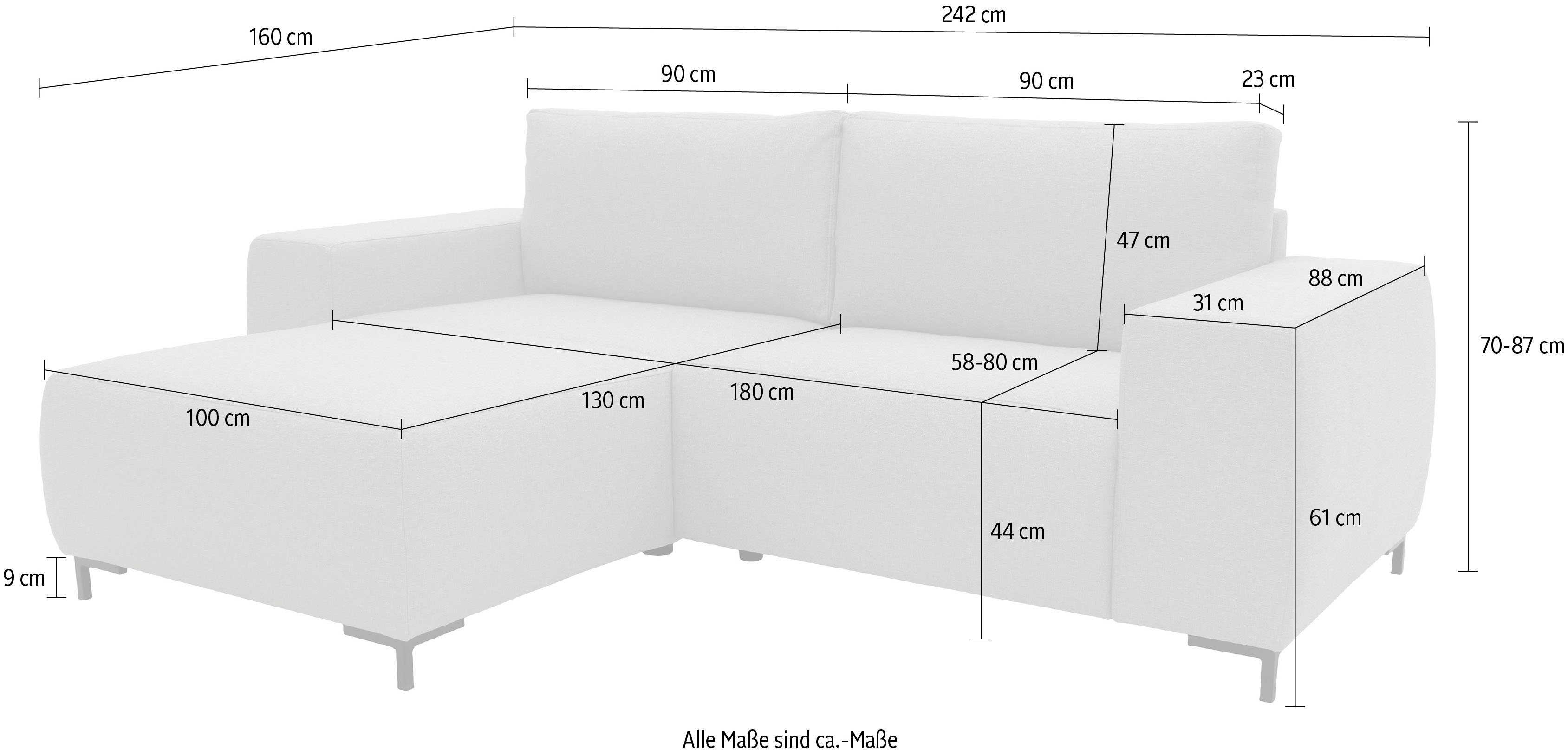 LOOKS by Wolfgang Joop Linien, Looks in Ecksofa Bezugsqualitäten VI, 2 gerade