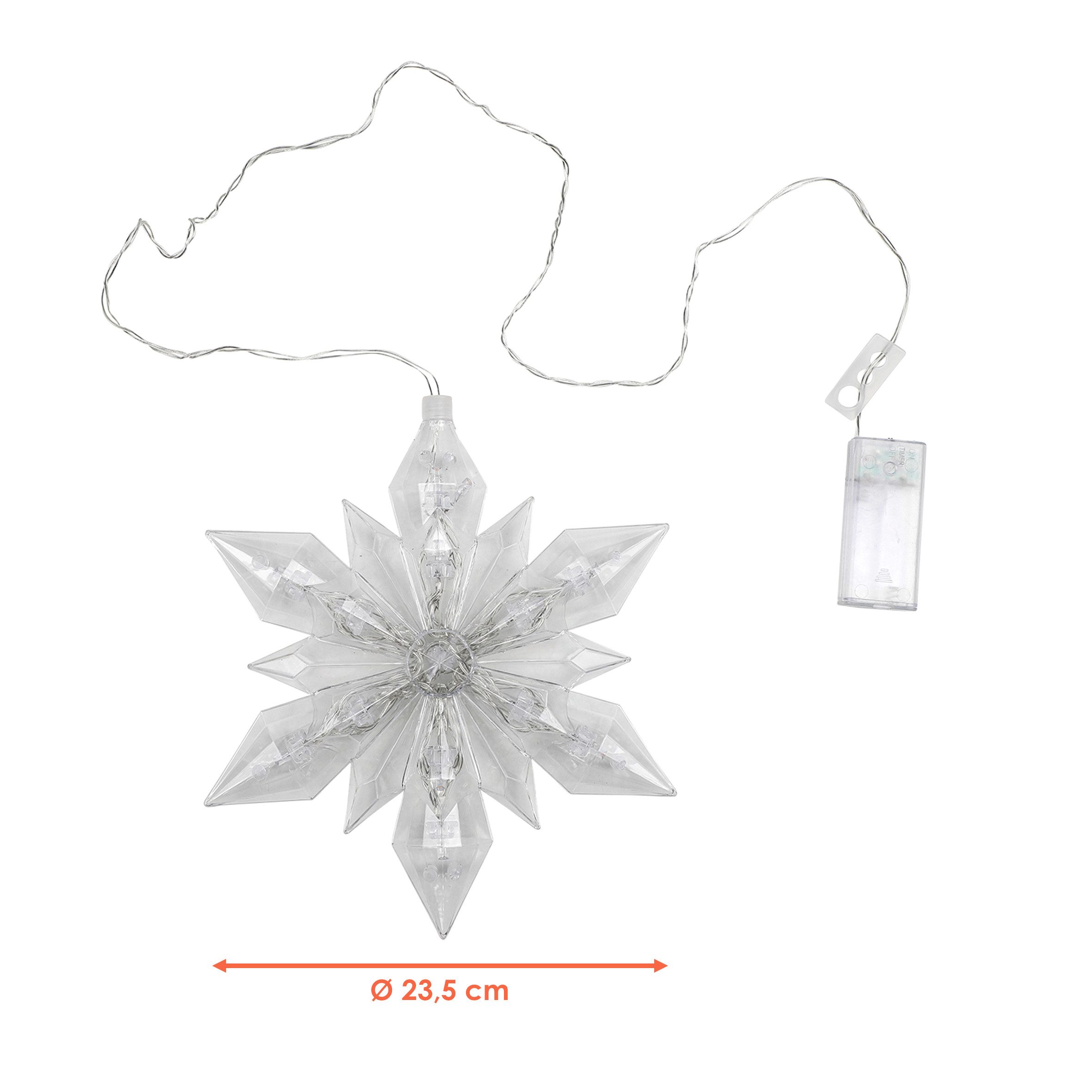 Spetebo LED-Dekofigur Schneeflocke zum Hängen 23 cm (2er Set, 1 St., Weihna günstig online kaufen