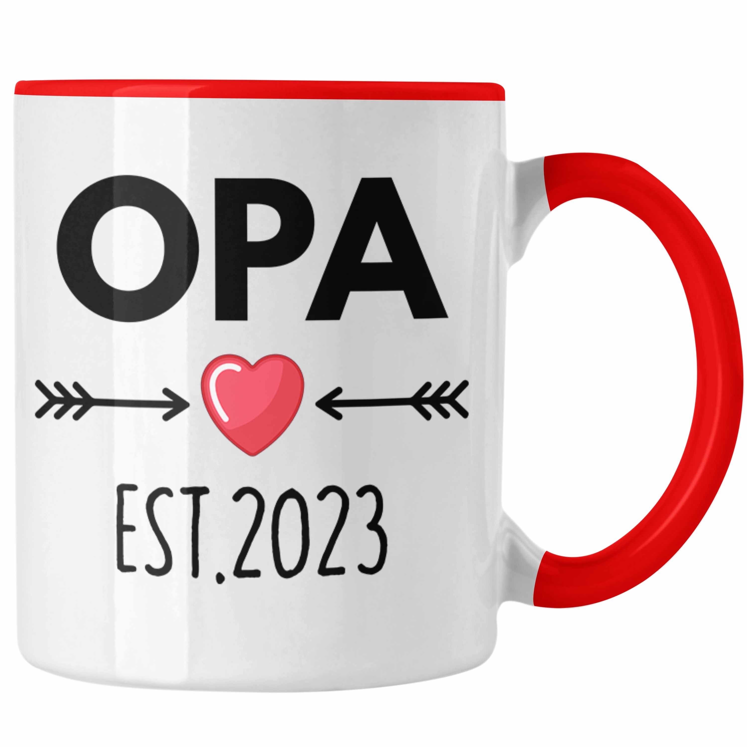 Opa - Schwangerschaft Du Trendation Geschenk Tasse Rot Wirst Trendation 2023