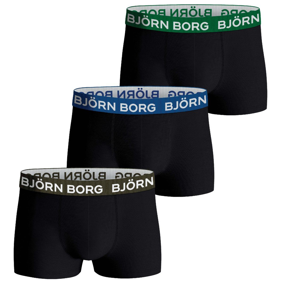 3er Björn Boxershorts schwarz Stretch (3-St) Borg Trunk Cotton Herren Pack