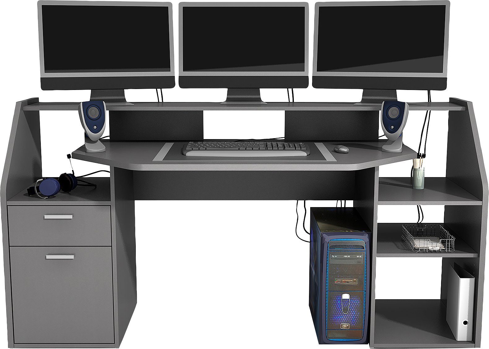 FMD Gamingtisch Zocker 1, moderner Regalschreibtisch, Breite 180 cm, viel S günstig online kaufen