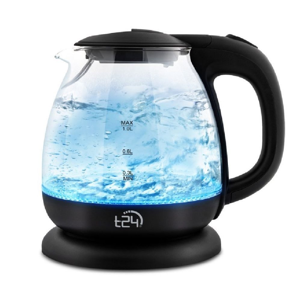 T24 Wasserkocher T24 Glas Wasserkocher 1,0 L mit LED-Beleuchtung – Elegantes Design & 3