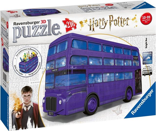 Image of 3D-Puzzle Doppelstock-Bus, B28cm, 216 Teile, Harry Potter Knight Bus