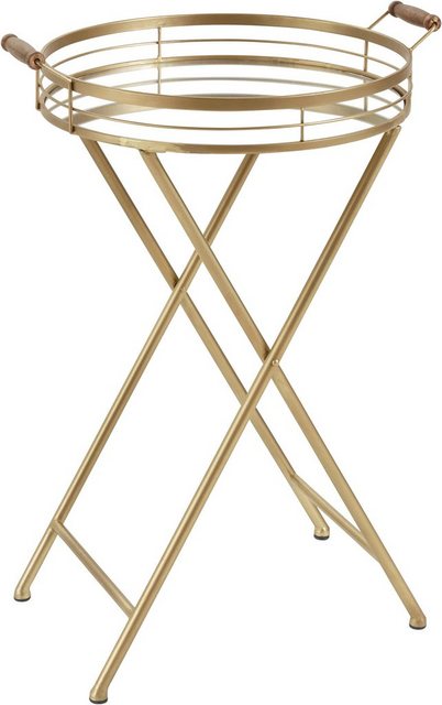 Leonique Beistelltisch »Marième«, mit Ablagefläche aus Spiegelglas, goldfarbenes Gestell-Otto