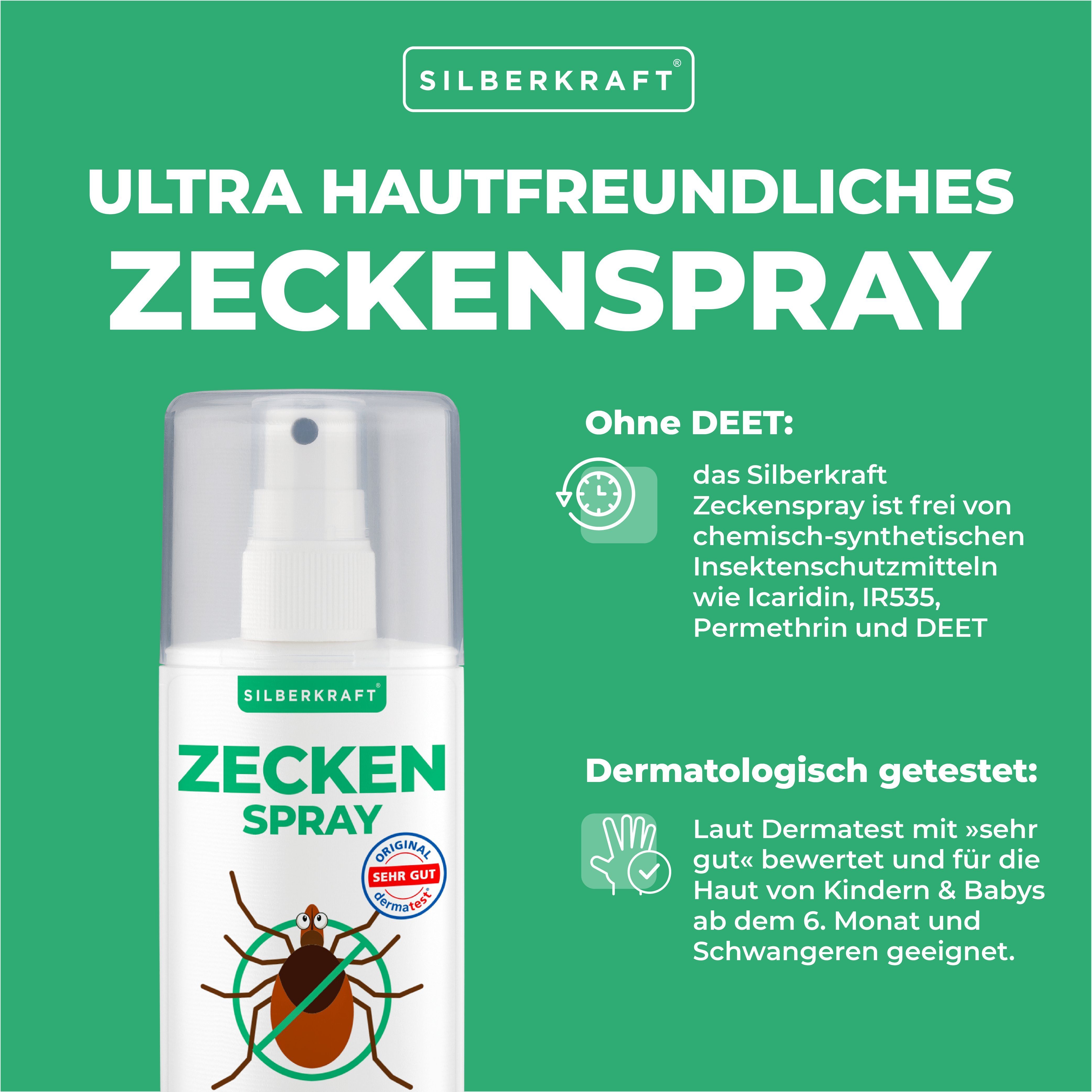 Zeckenspray Silberkraft Zeckenschutz 1-St. Spray, ml, Zecken 100 - Anti Insektenspray