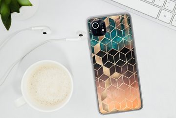 MuchoWow Handyhülle Abstrakt - Würfel - Gold - Muster - Luxus, Phone Case, Handyhülle Xiaomi Mi 11, Silikon, Schutzhülle
