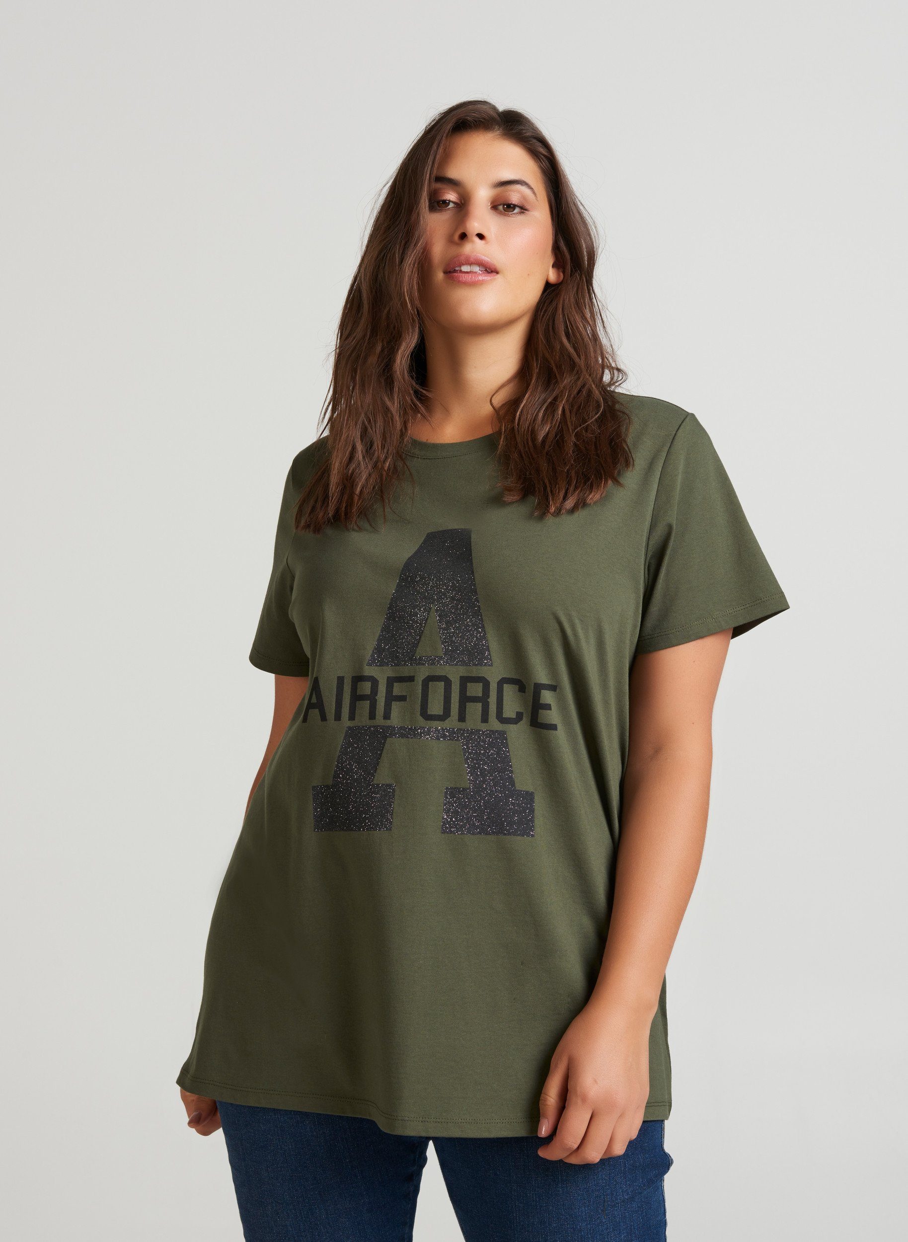 Zizzi T-Shirt Damen Große Größen T-Shirt Print Kurzarm Baumwolle Oberteil  online kaufen | OTTO