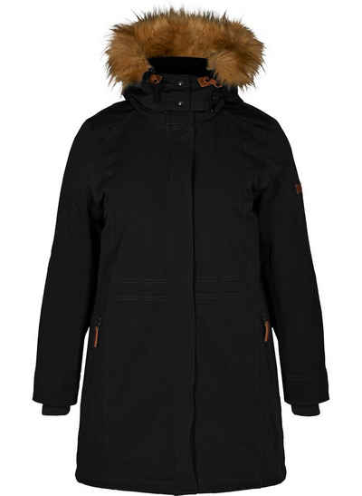 Zizzi Winterjacke Damen Große Größen Warm Kunstfellkragen Jacke