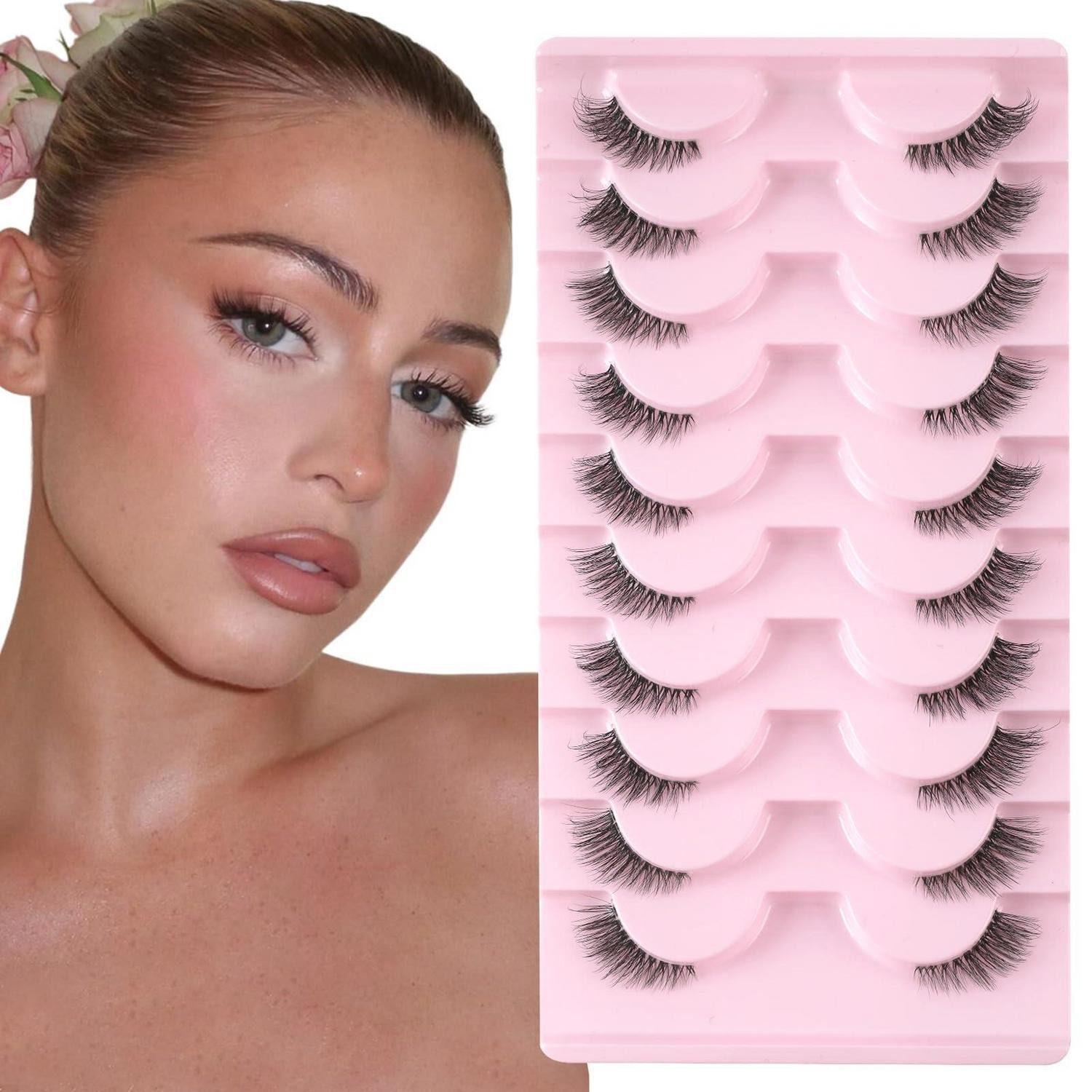 LuxusKollektion Bandwimpern Halbe Wimpern Cat Eye Klarband 10 Paar