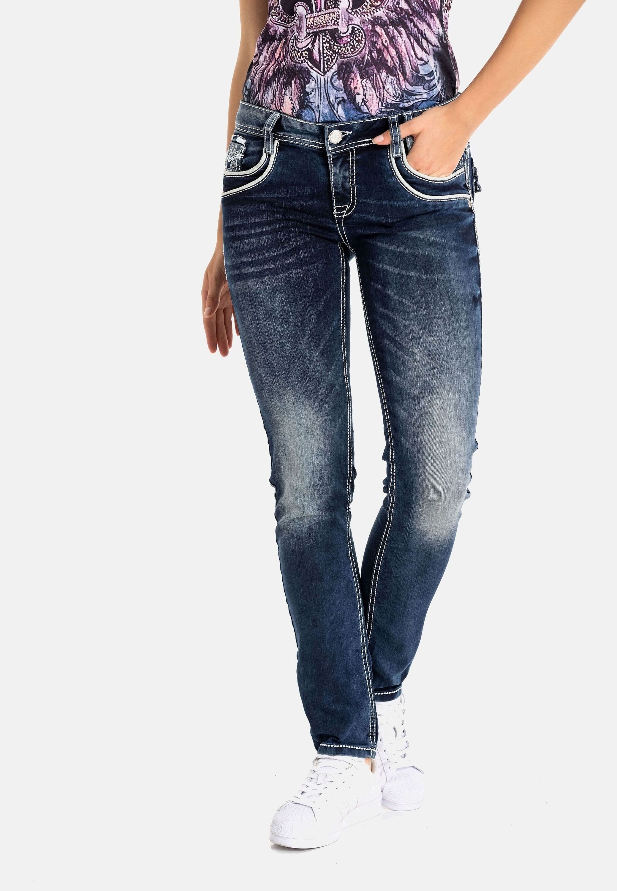 Cipo & Baxx Regular-fit-Jeans Jeans mit Farbigen Nähten, WD259