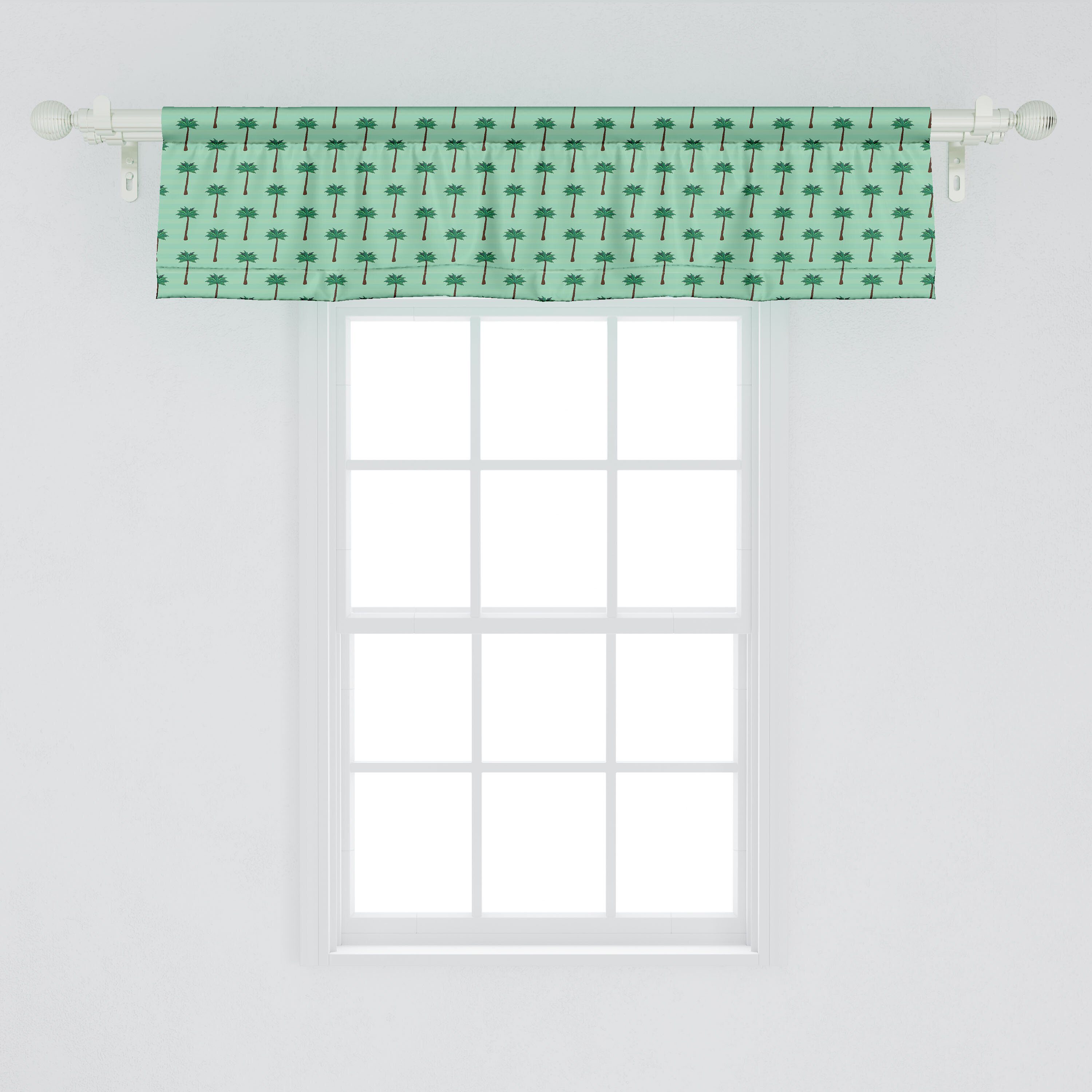 Vorhang Abakuhaus, Tropisch Dekor Küche Sommer-Palmen Stangentasche, für Streifen Scheibengardine mit Volant Microfaser, auf Schlafzimmer