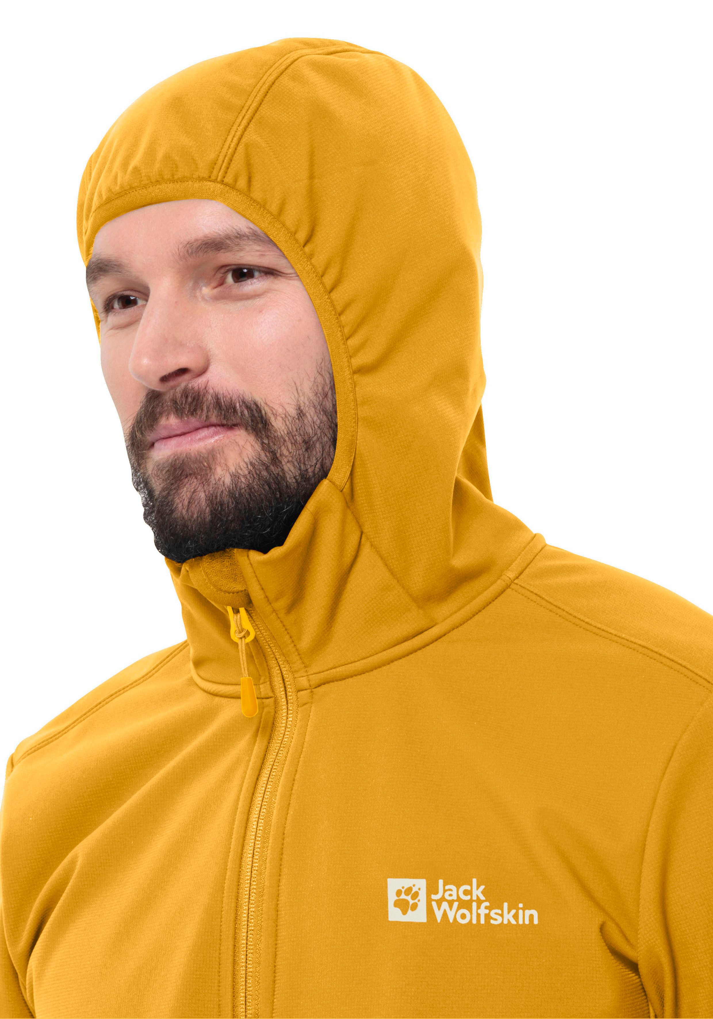 Jack Wolfskin Softshelljacke BORNBERG HOODY atmungsaktiv, leicht, Übergangsjacke