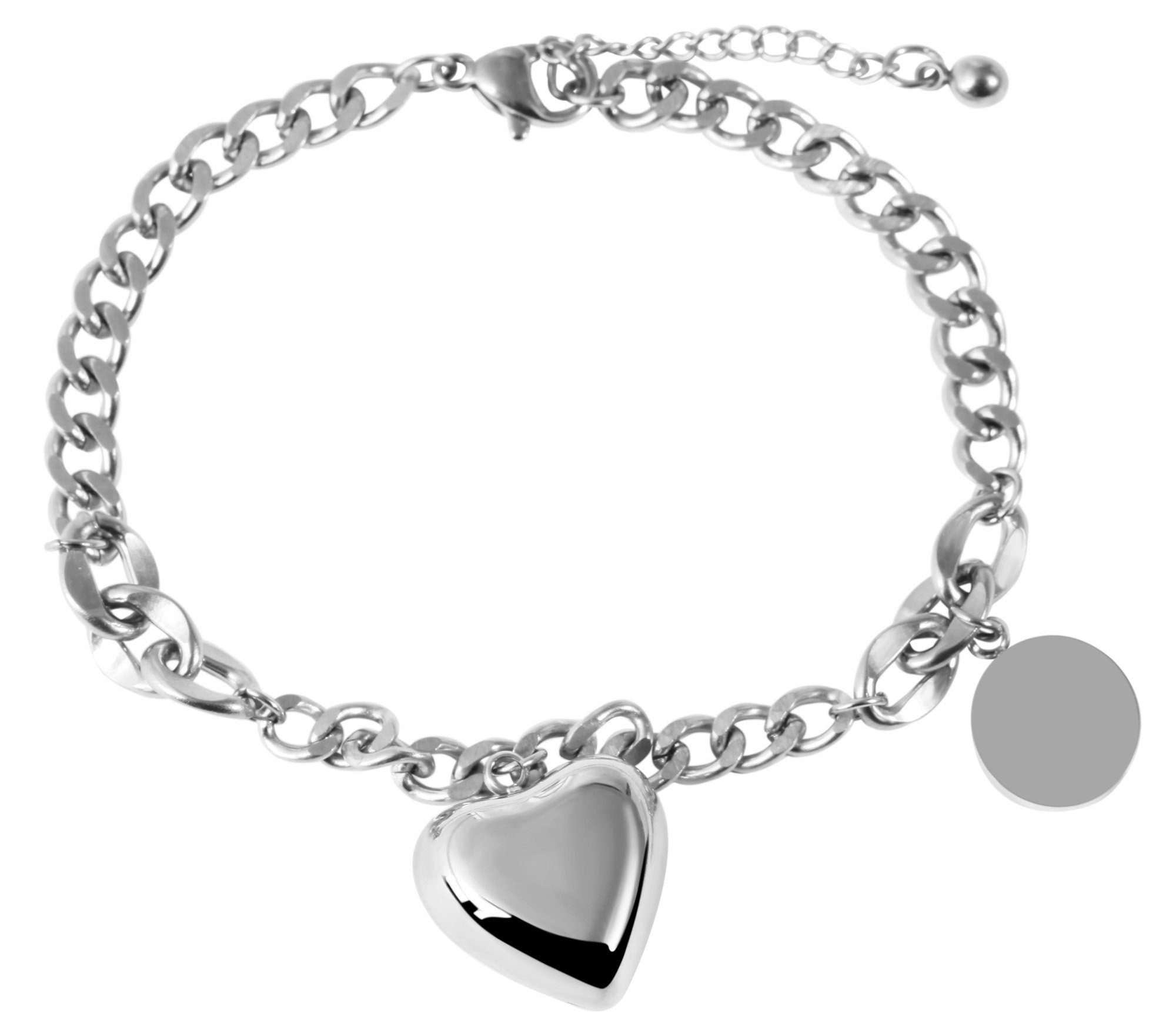 AKZENT Edelstahlarmband Mady Damen Armband Kettenarmband aus Edelstahl mit Herz (einzeln), Damen Armband