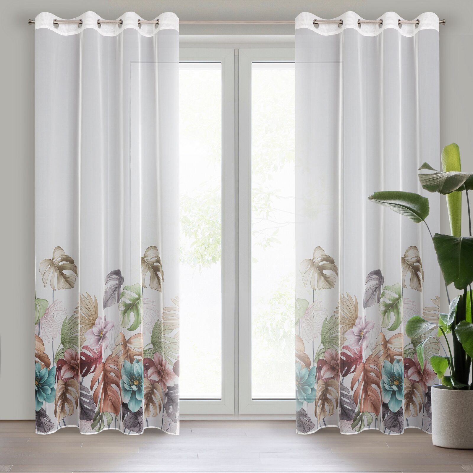 Eurofirany Gardine Landhaus Gardinen mit Blumenmuster günstig online kaufen