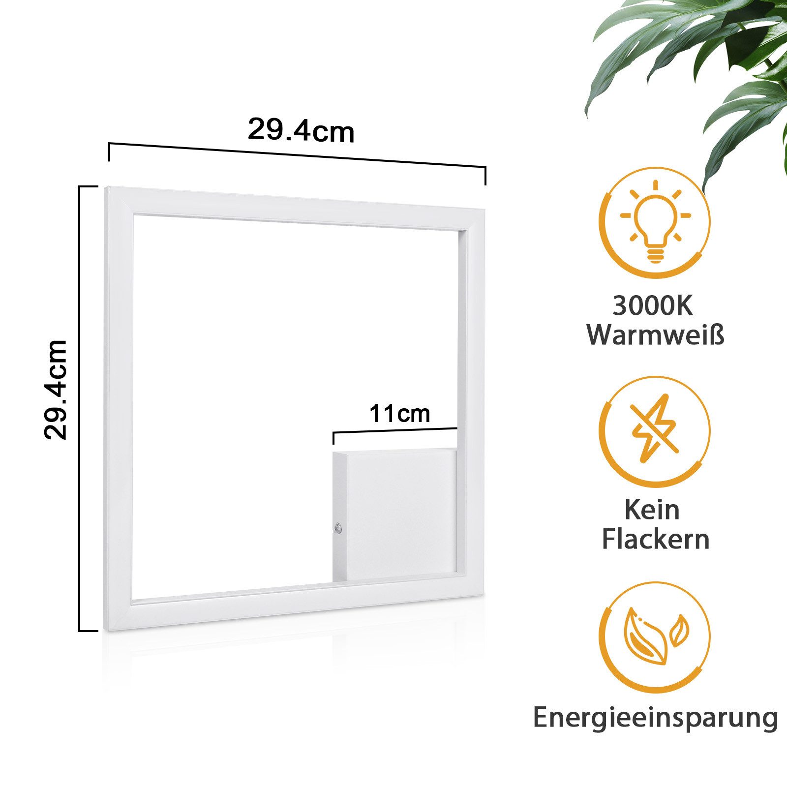 Nettlife LED Deckenleuchte Flur Wohnzimmer Schwarz moderne Kristall Deckenlampe 12/24W, LED fest integriert, Warmweiß, ohne Kristalle 12W 29.4*29.4*3.8cm für Wohnzimmer Flur Schlafzimmer