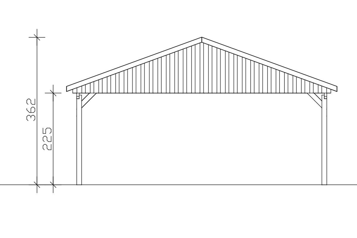 Skanholz Doppelcarport Fichtelberg, BxT: 618x566 574 cm mit Einfahrtshöhe, cm, Dachlattung