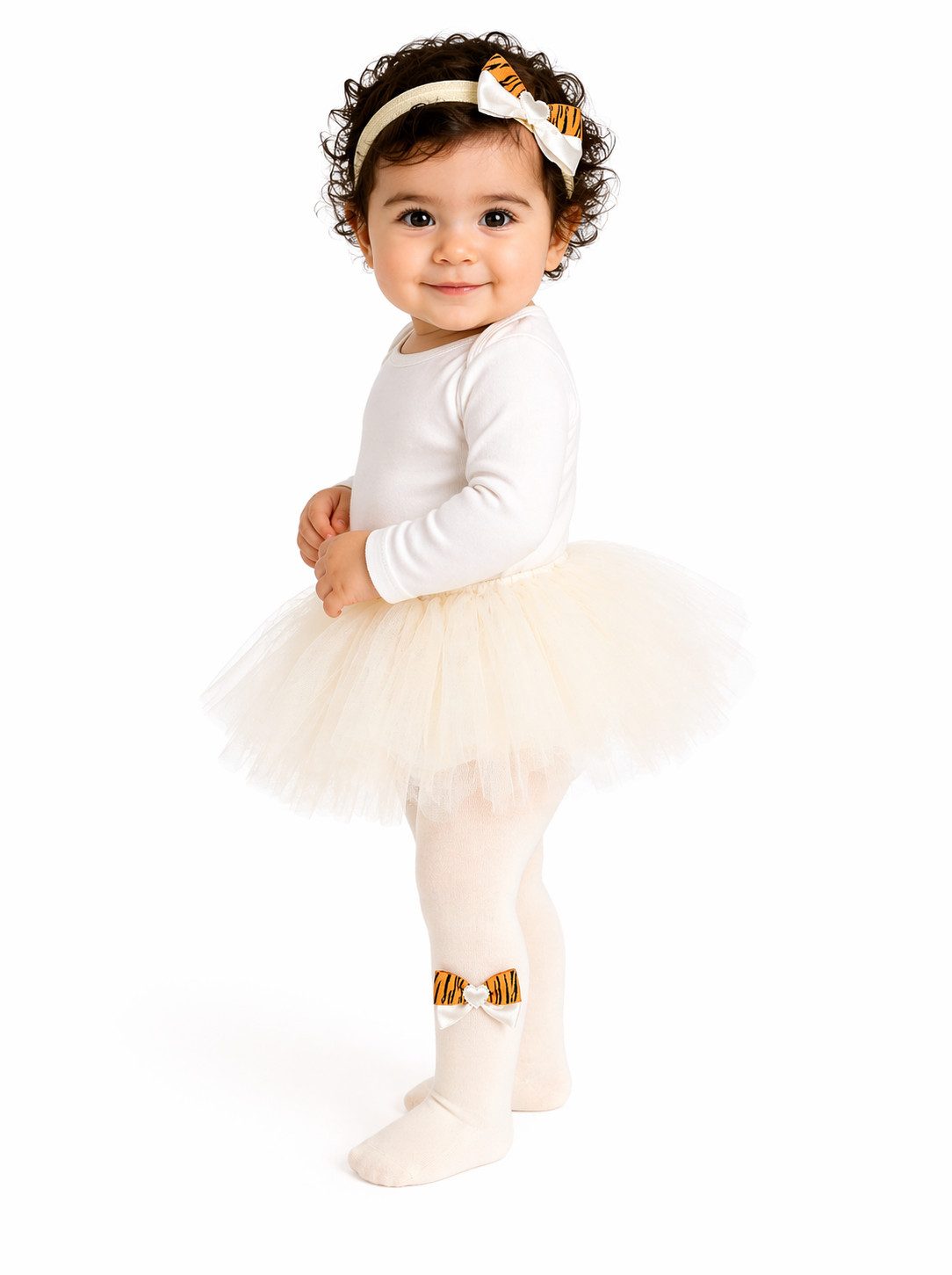 La Bortini Strumpfhose Strumpfhose und Stirnband Baby und Kinder Set festlich in versch. Faben schwarz, weiß, creme, 44 50 56 62 68 74 80 86 92 98