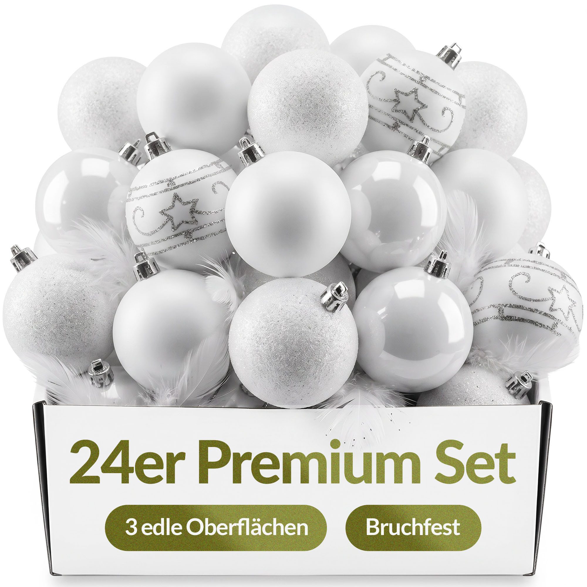 Casaria Weihnachtsbaumkugel (24 St), Christbaumkugeln 24 tlg ∅ 6cm matt glänzend glitzernd. Reduzierter Preis € 15,25. Unverbindliche Preisempfehlung € 17,95