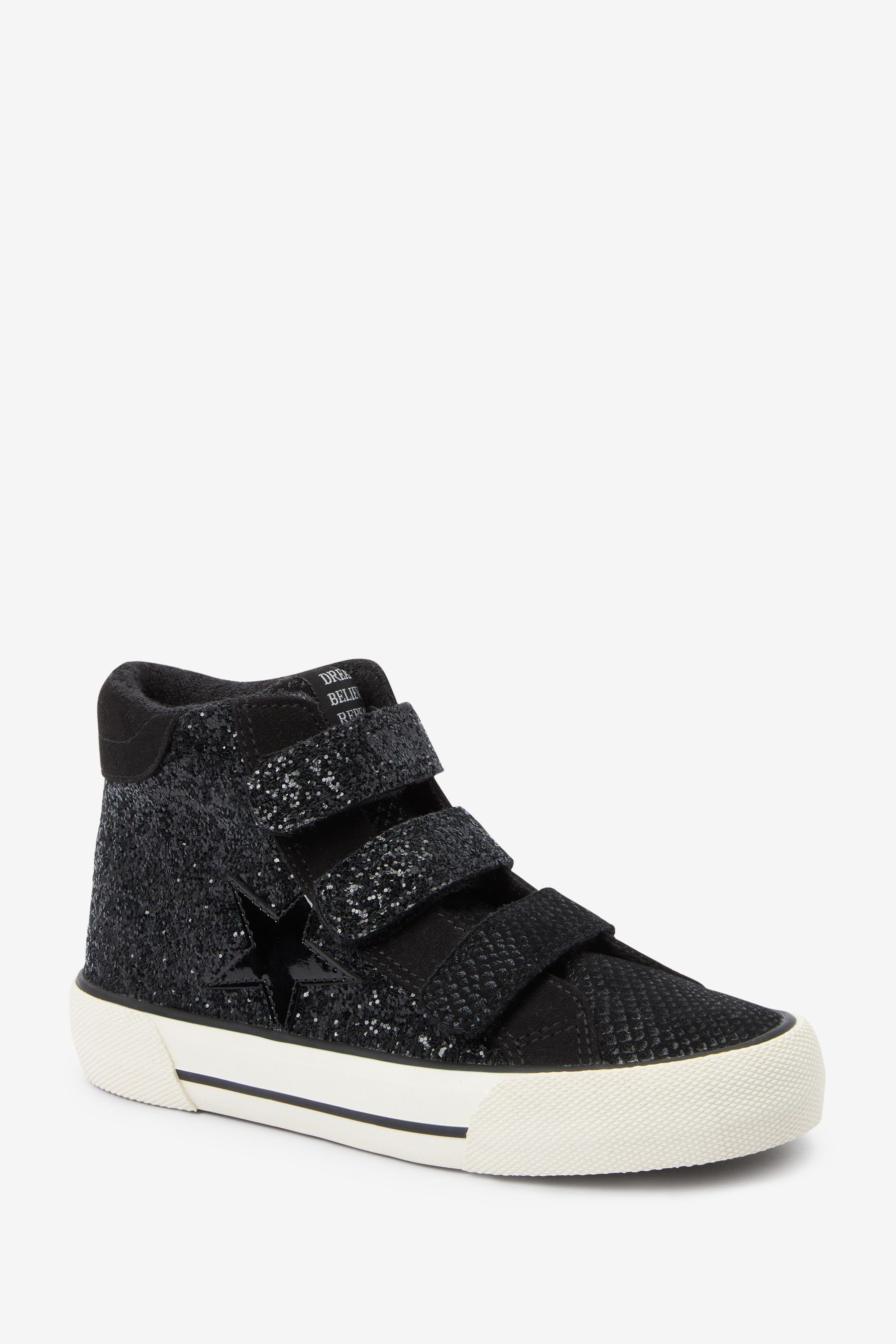 Next Hoher (1-tlg) Sneaker Klettverschluss Black Glitzeroptik in Sneaker mit