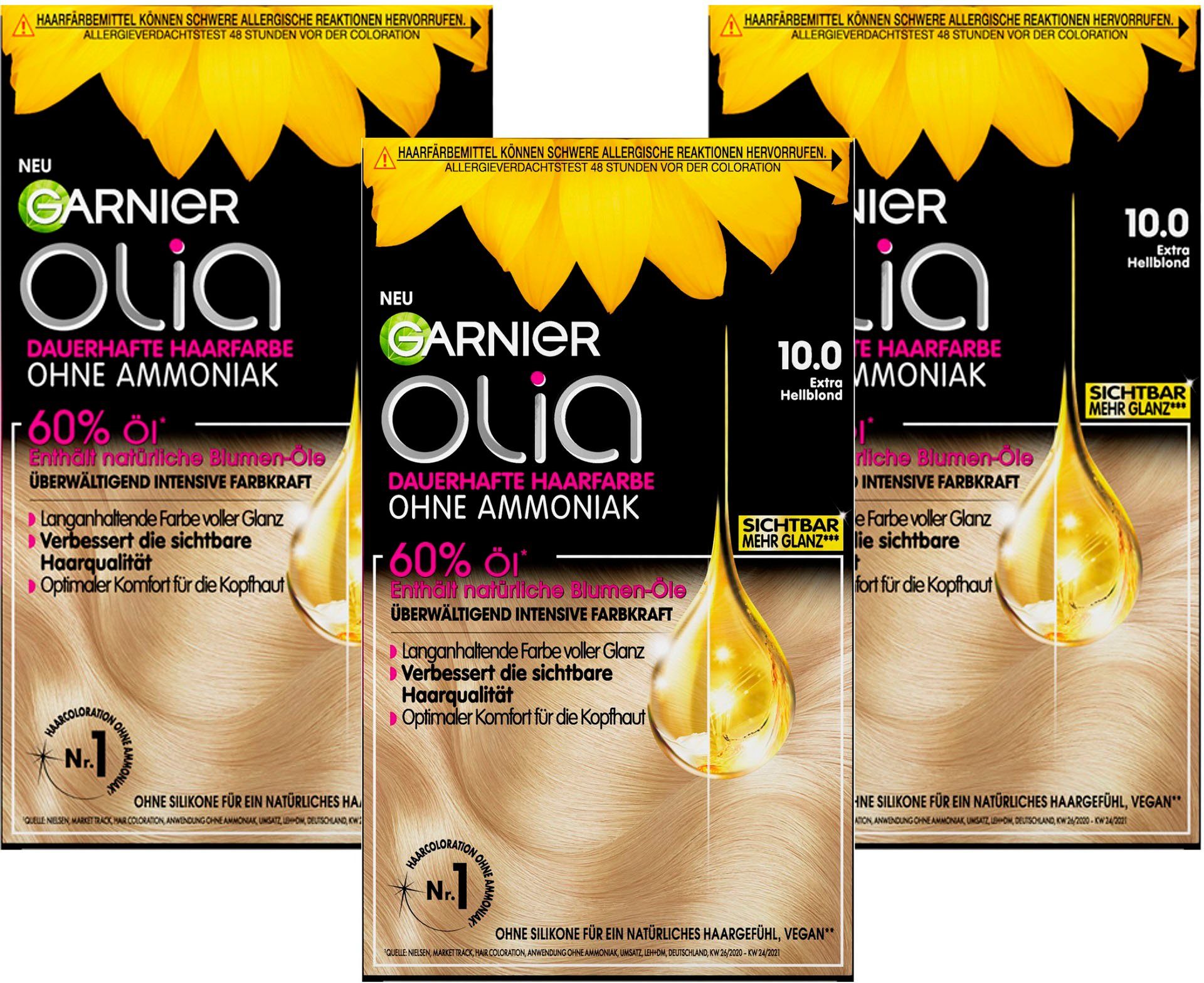 GARNIER Coloration Garnier Olia dauerhafte Haarfarbe, Set, 3-tlg., Ölbasis