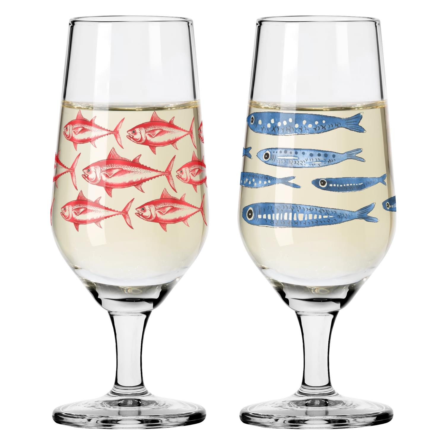 Ritzenhoff Schnapsglas BRAUCHZEIT, Glas, Spülmaschinengeeignet, Mehrfarbig, Fische, H: 10.5cm