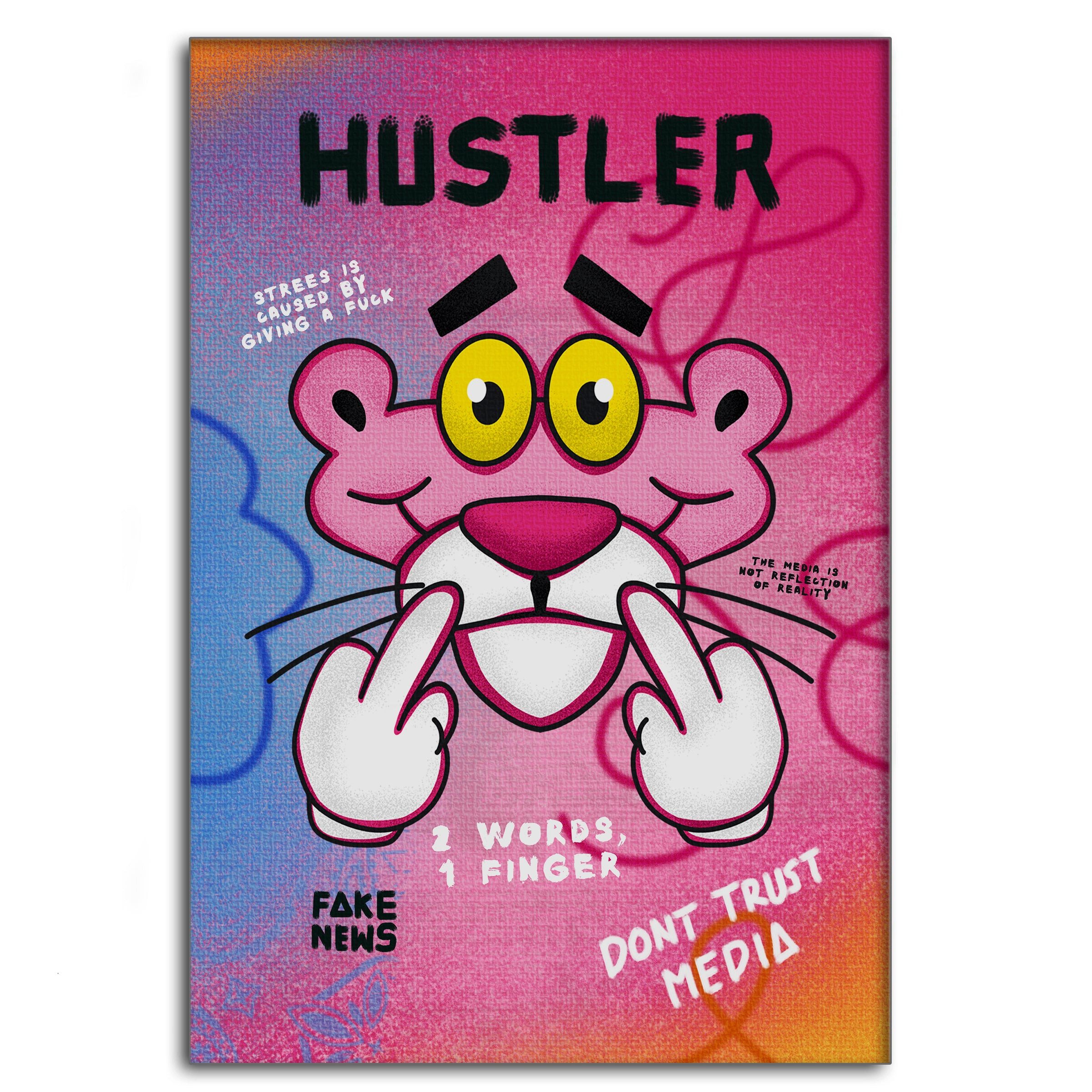 SimpleCanvas Wandbild Pink Panther Hustler - Leinwandbild Pop Art, Wandbild Pop Art, Portrait, Pink Panther
