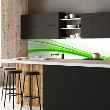 wandmotiv24 Küchenrückwand Grüne Welle, (1-tlg), Premium Hartschaum Nischenrückwand in versch. Größen