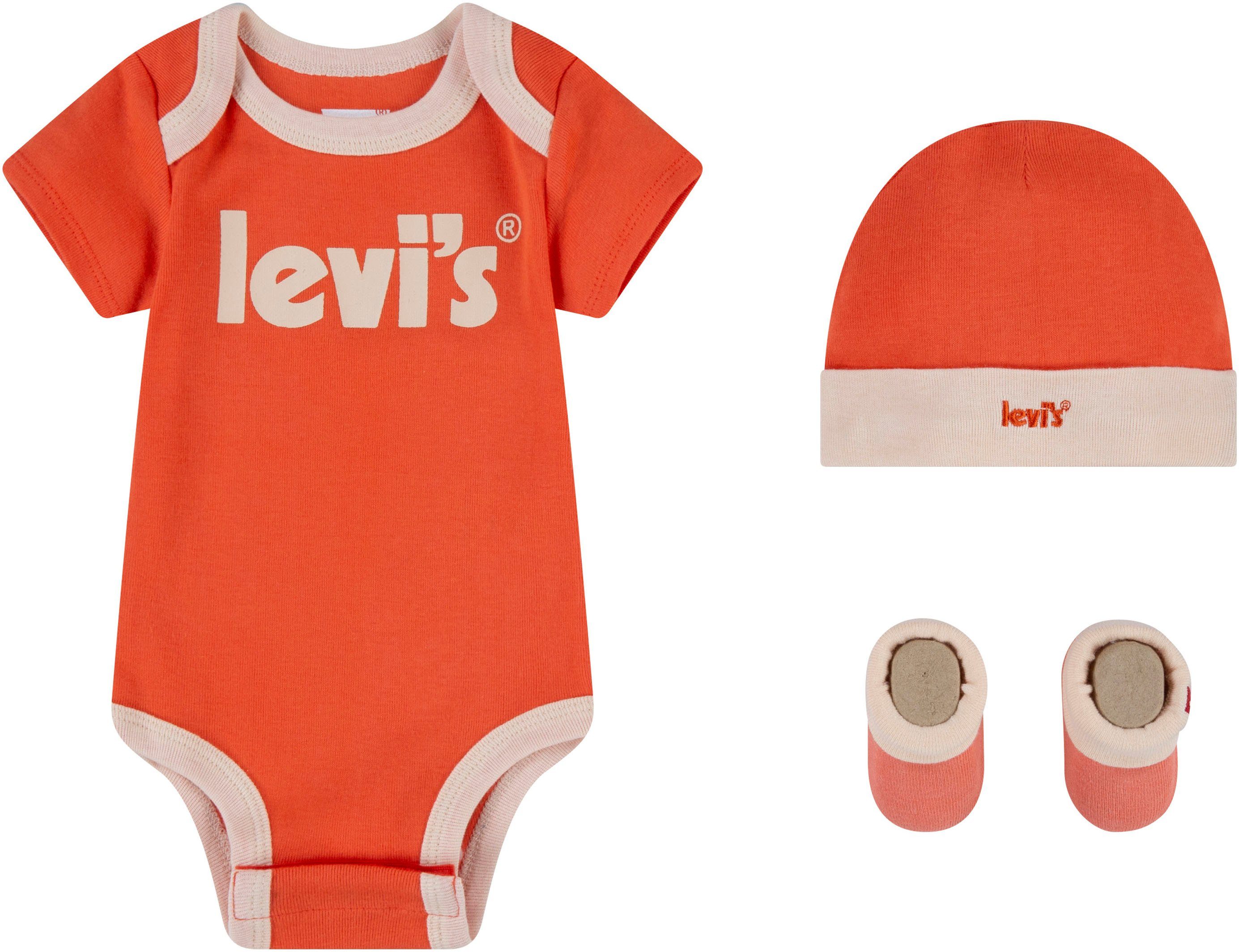 Online-Shop Levi's® Kids Kurzarmbody UNISEX Neugeborenen-Geschenkset koralle (Set, 3-tlg)