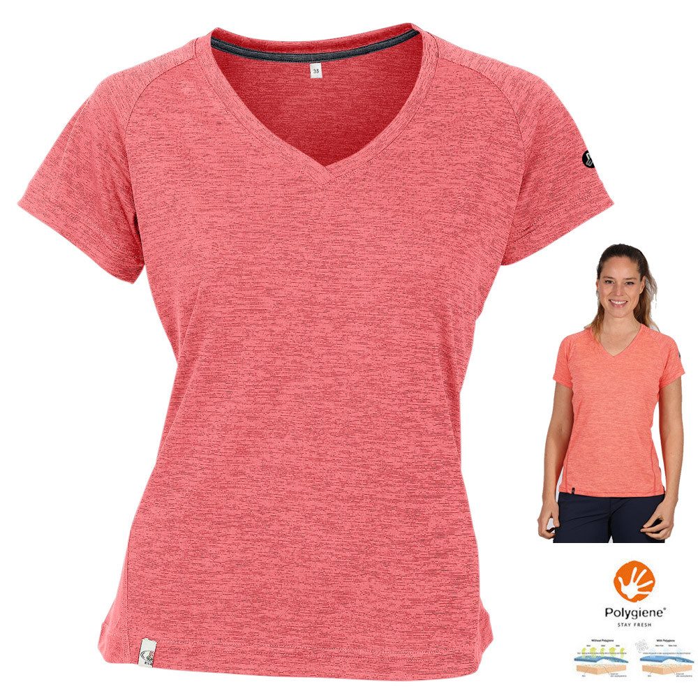 Kurzarmshirt Maul - Damen T-Shirt Sport Outdoor Ridnaun Fresh2, coral