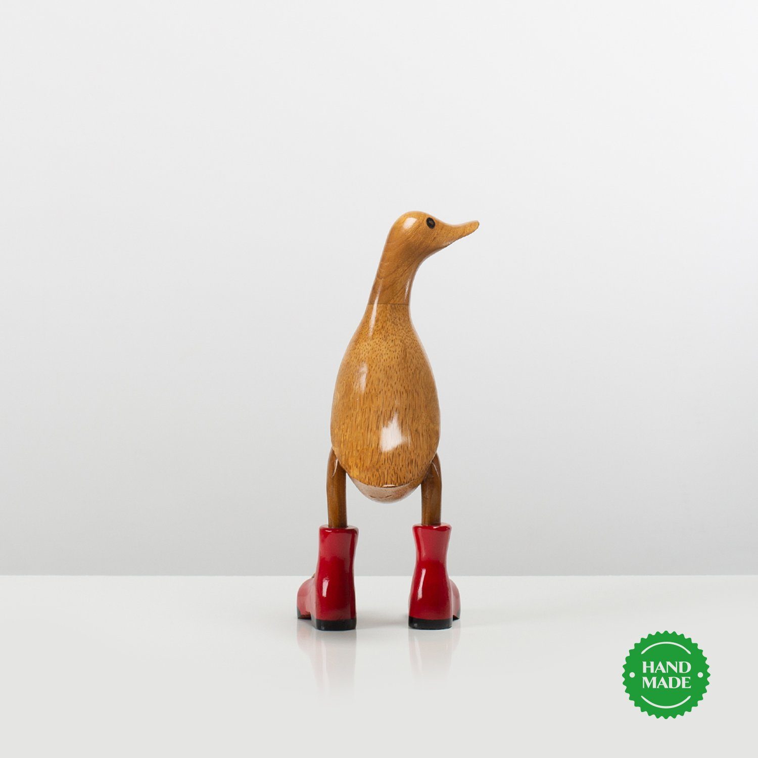 Rikmani Dekofigur Holzfigur Ente Stiefel Dekoration Set), - aus (3-er rot Holzarten Geschenk 3 Handgefertigte Holz
